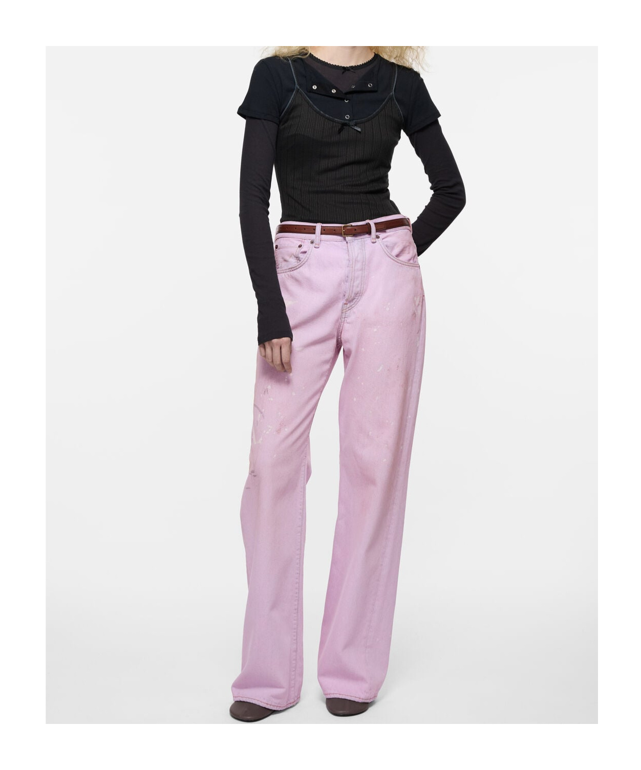 Acne Studios Belt Loop Jeans In Pink