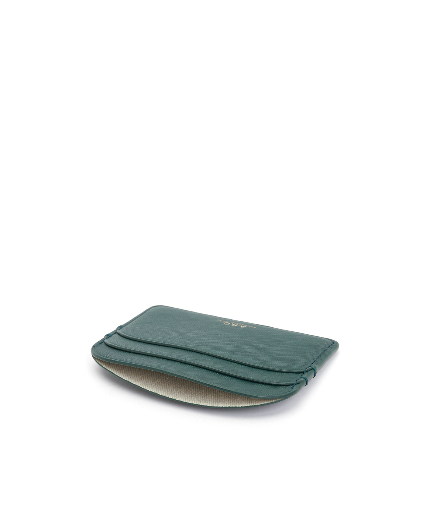 Apc Demi-lune Leather Cardholder In Green