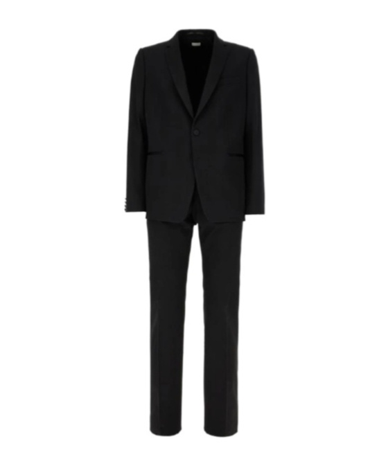 Dries Van Noten Tailored Suit With Back Vent And Notched Lapel In Black