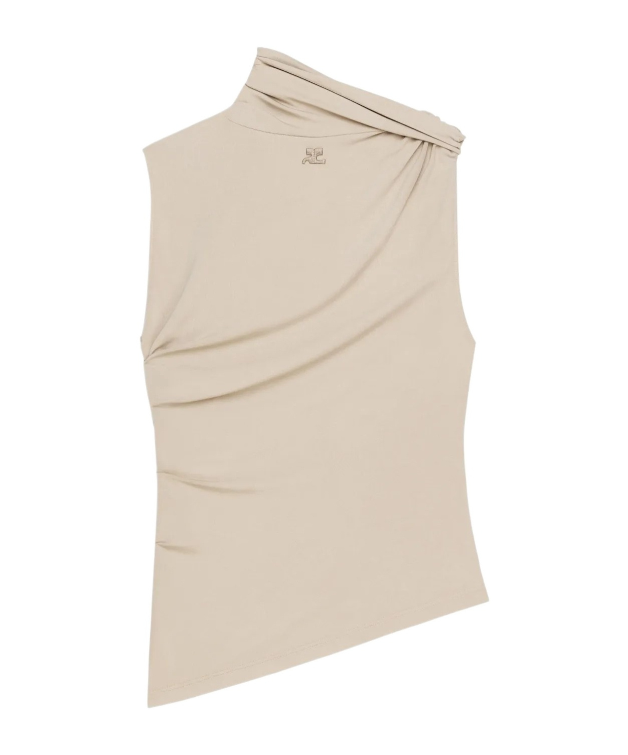 Courrèges Draped Asymmetric Sleeveless Top In Nude