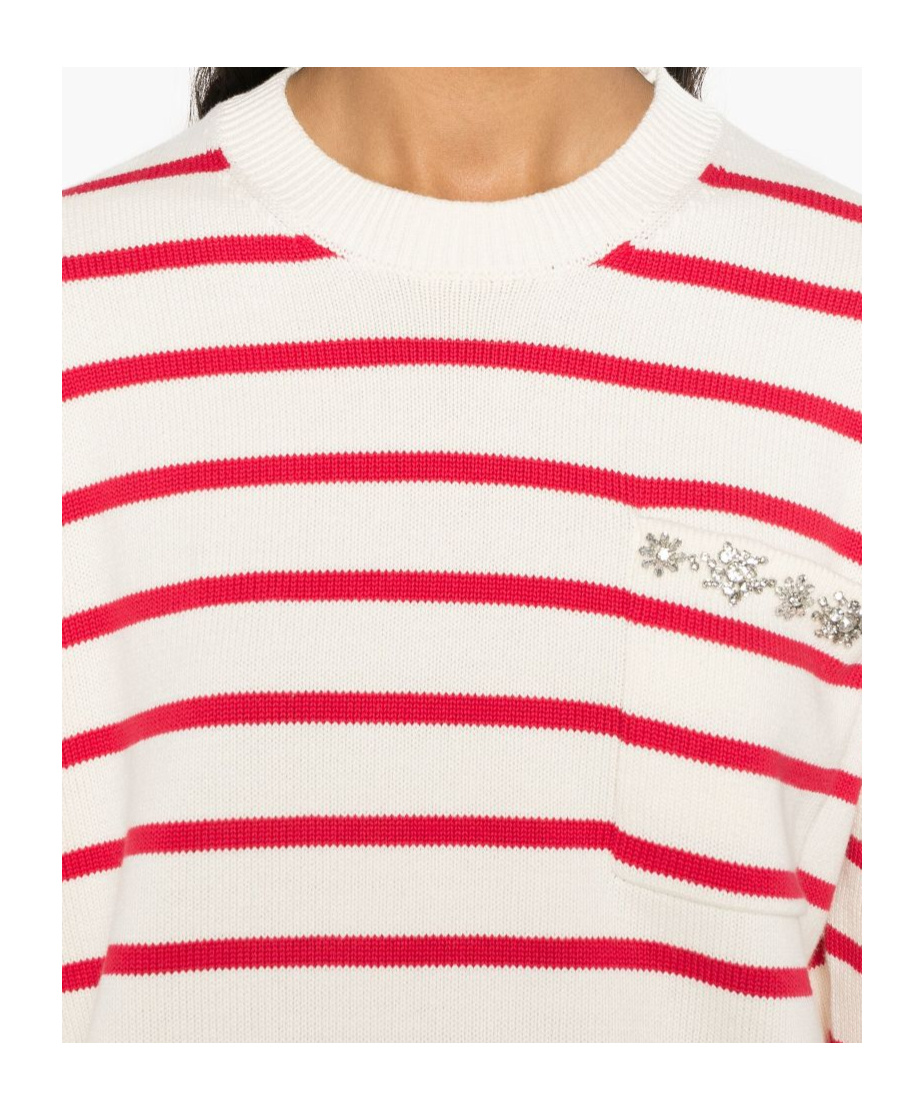 Shop Semicouture Striped Knitted Sweater In White