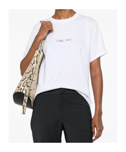 Victoria Beckham White Crewneck T-shirt With Slogan Print On The Front In Cotton Woman In White
