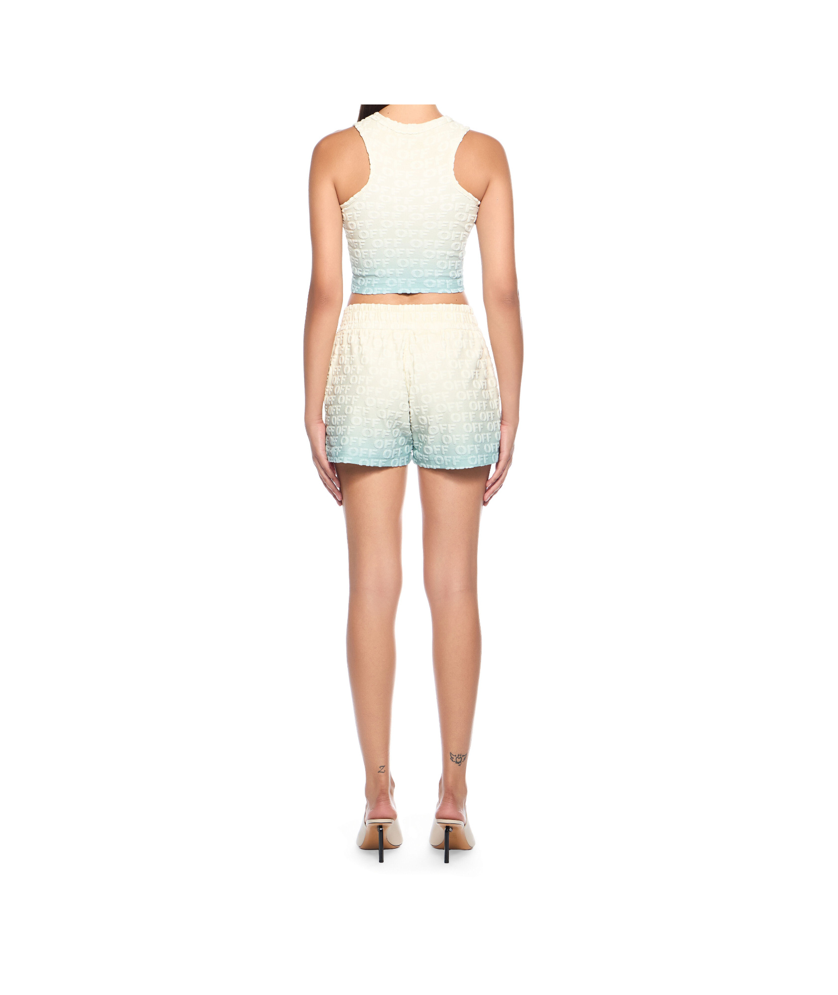 Off-white Elastic Waist Shorts In White