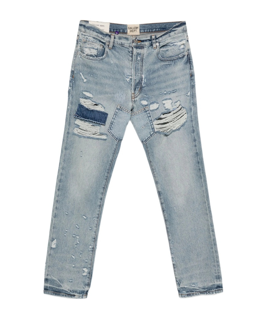 Gallery Dept. Bowery 5001 Straight-leg Distressed Jeans In Blue