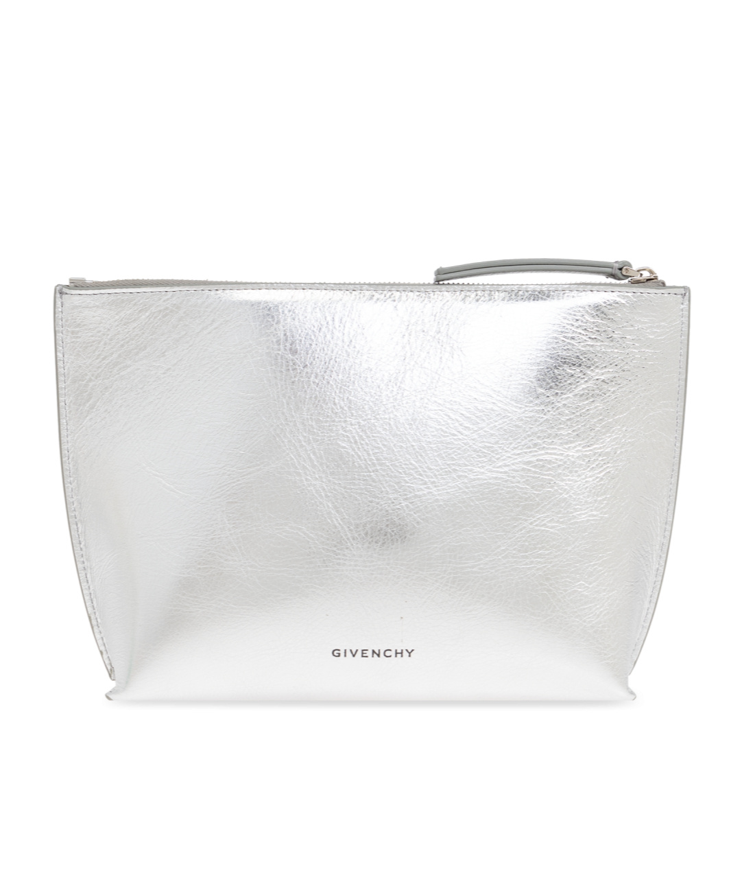 Givenchy Liquid Logo Plaque Metallic Clutch Bag In White