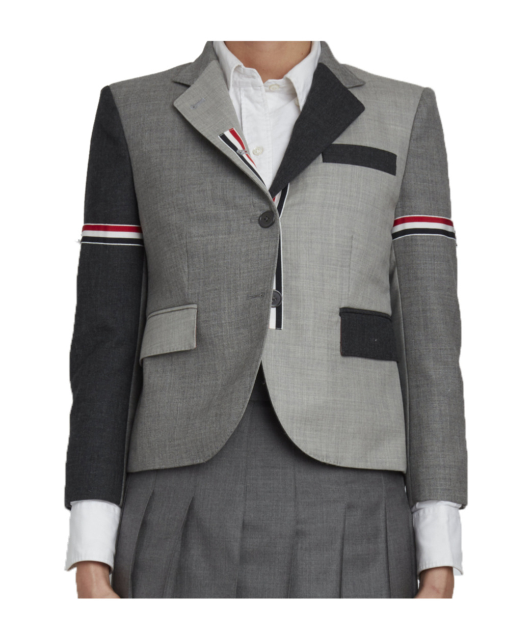 Thom Browne Grey Fun-mix Wool 2 Ply Fresco High Armhole Jacket In Gray
