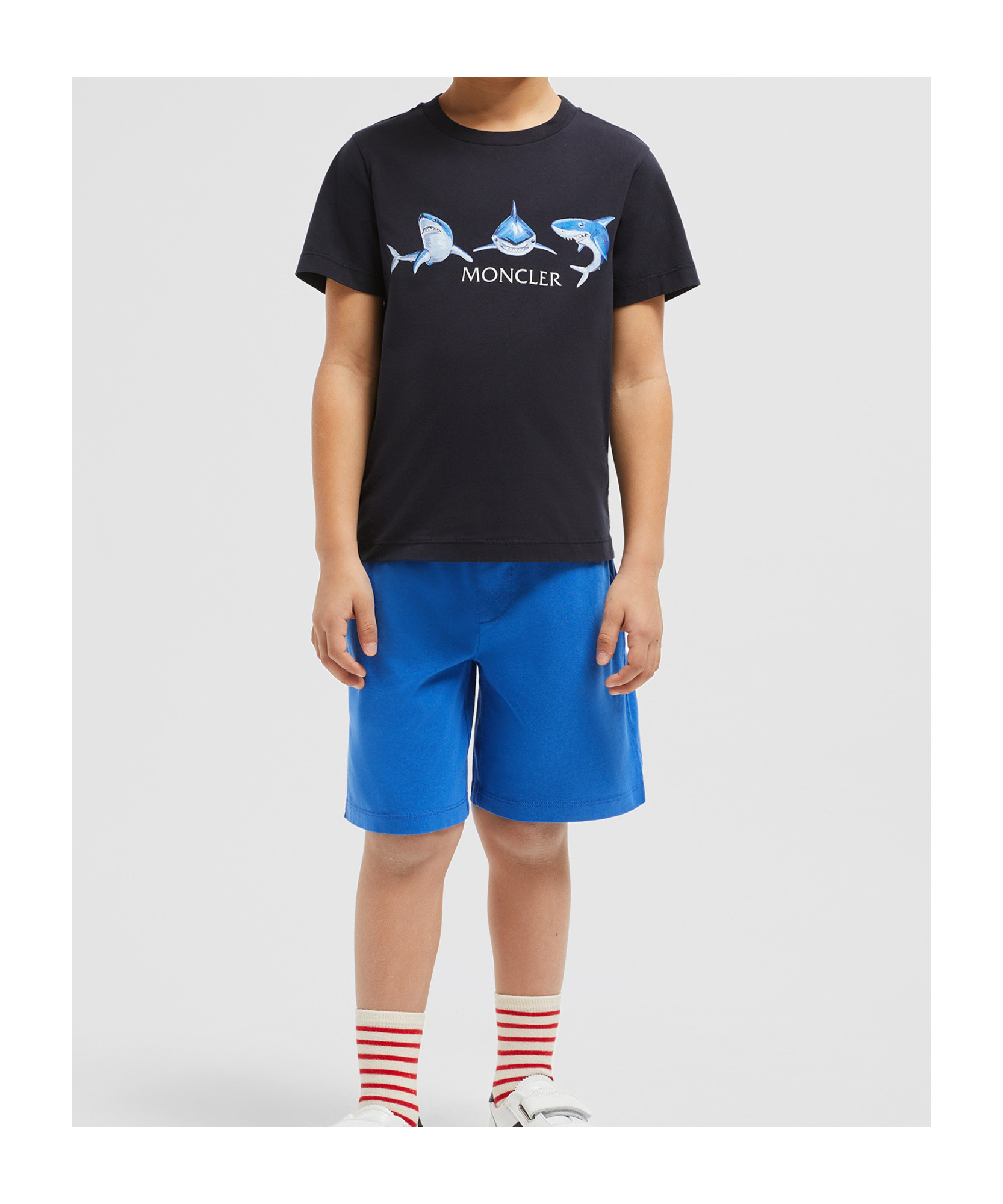 Moncler Shark Motif Cotton Jersey Set In Black