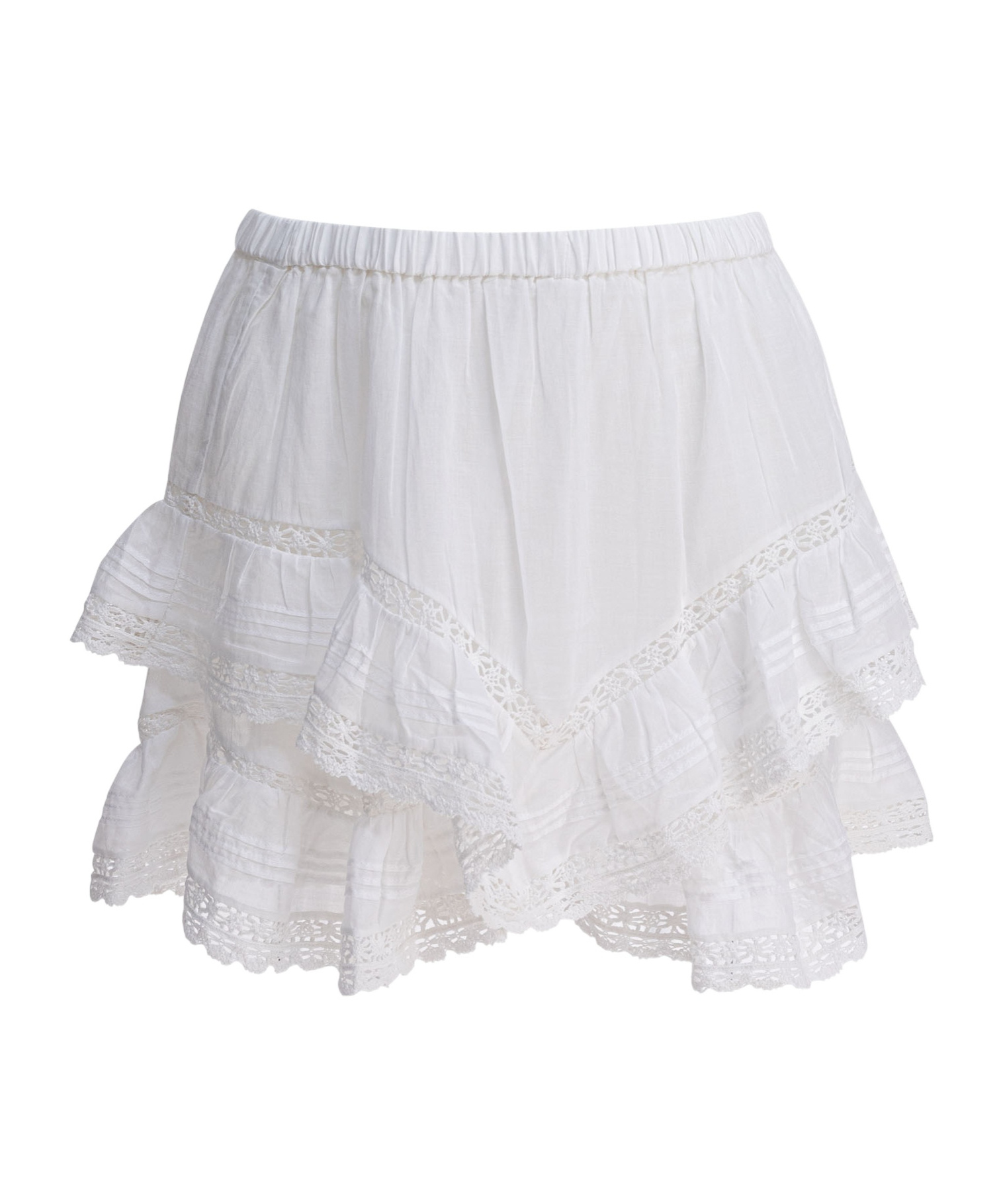 Isabel Marant Étoile Layered Lace Trim Skirts With Ruffled Hem In White