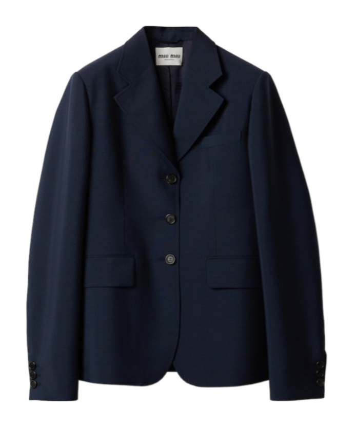 Miu Miu Single-breasted Wool Blazer In Black