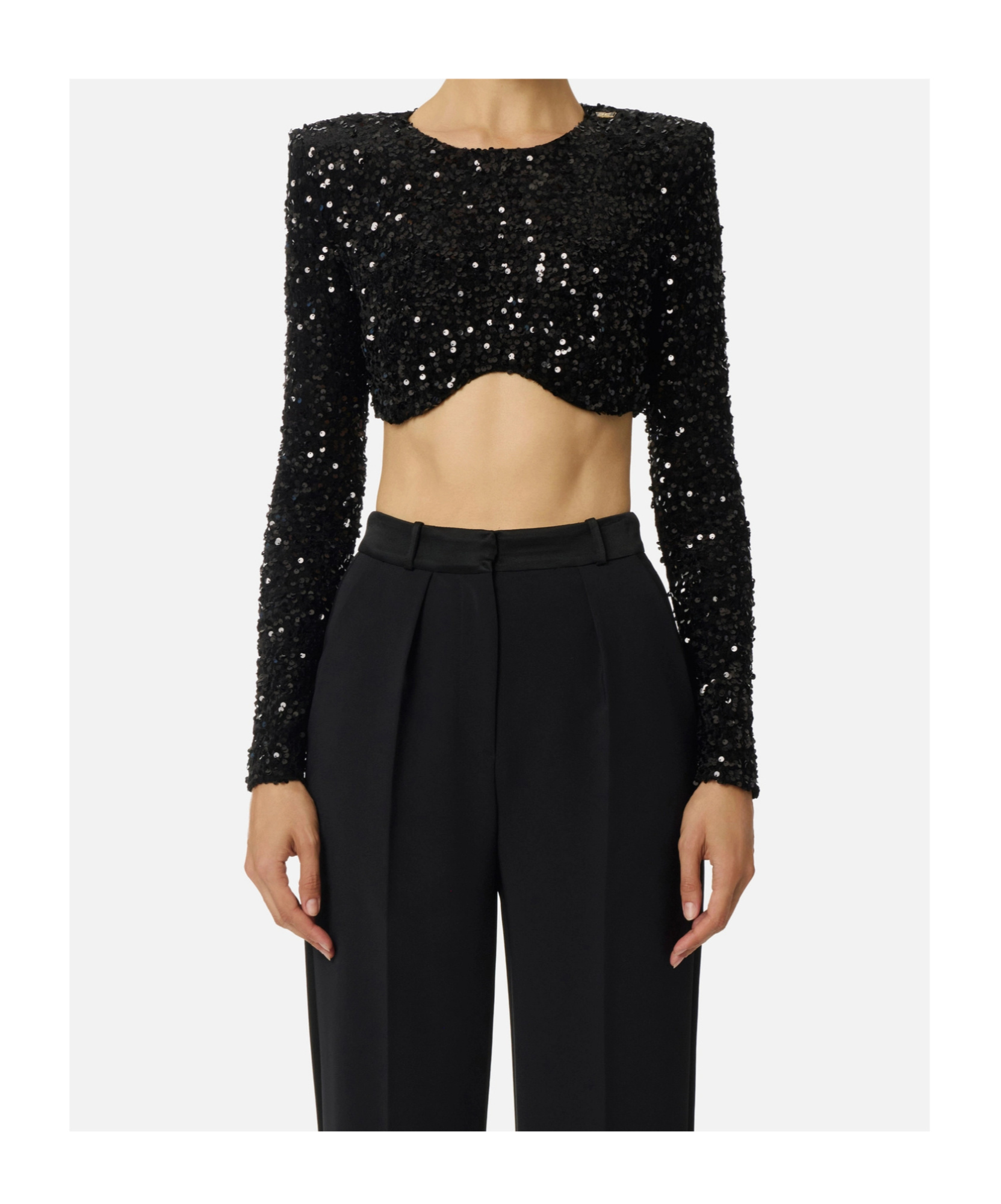 Elisabetta Franchi Sequin Top In Black