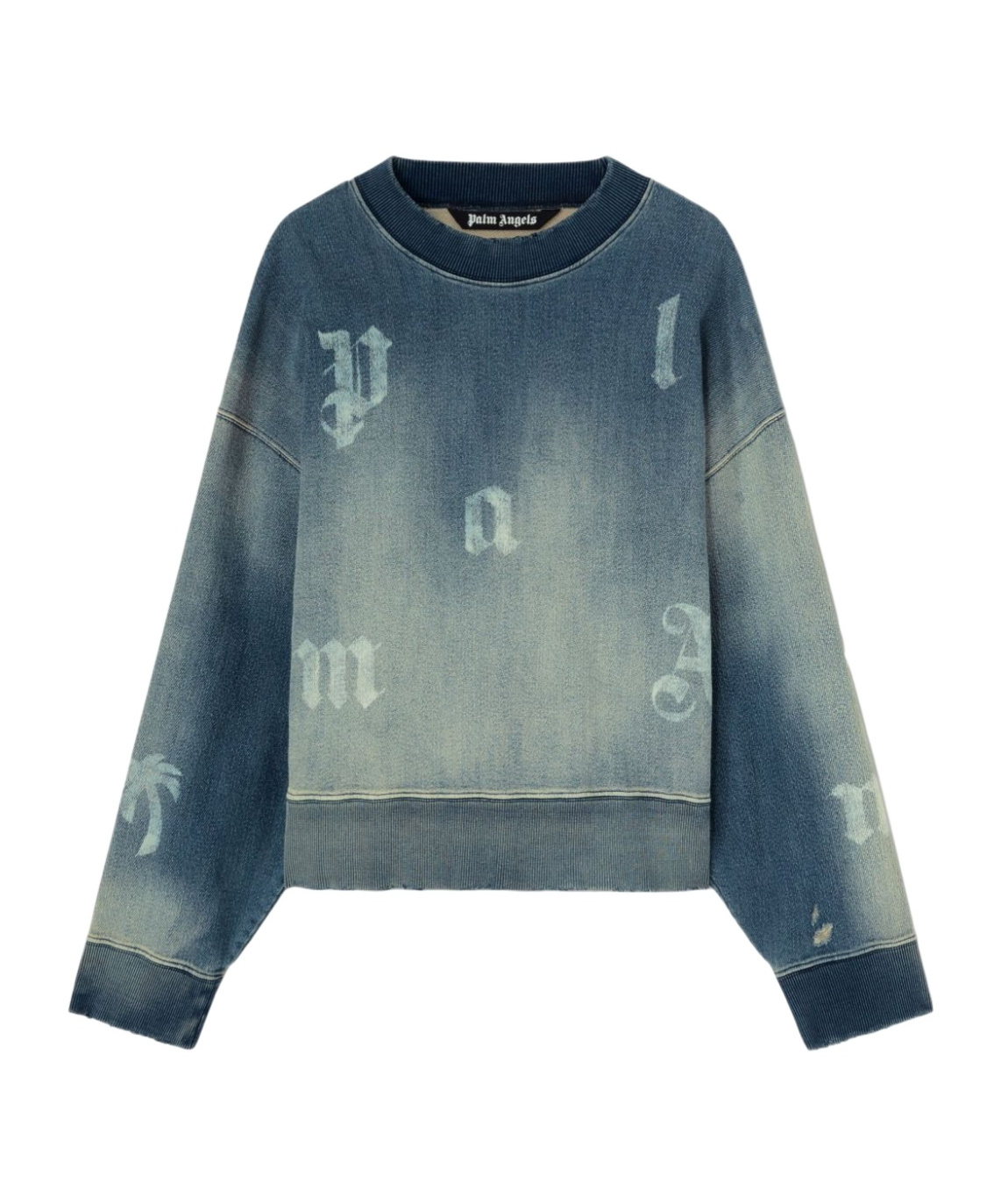 Palm Angels Logo Printed Crewneck Sweatshirt In Blue