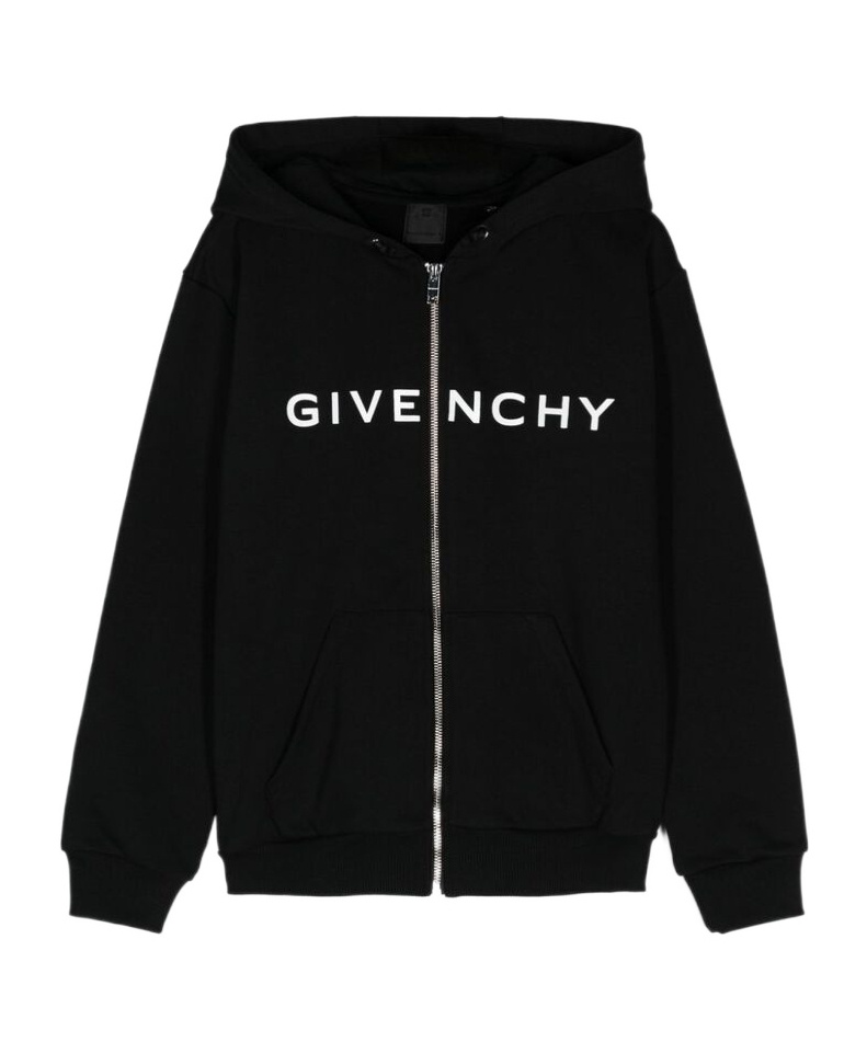 Givenchy Logo-print Cotton Hoodie In Black