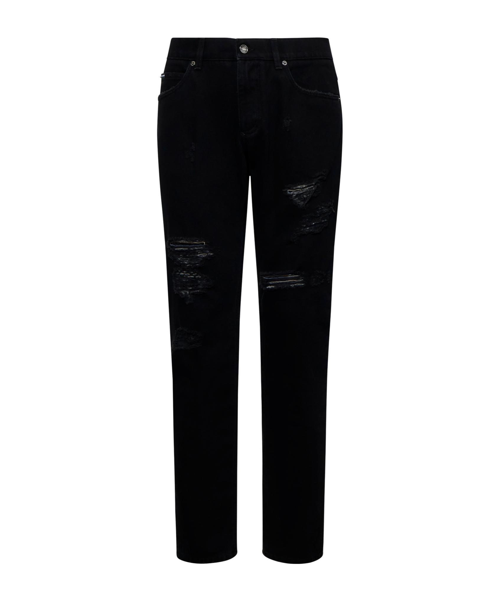 Dolce & Gabbana Ripped Slim-fit Jeans In Black