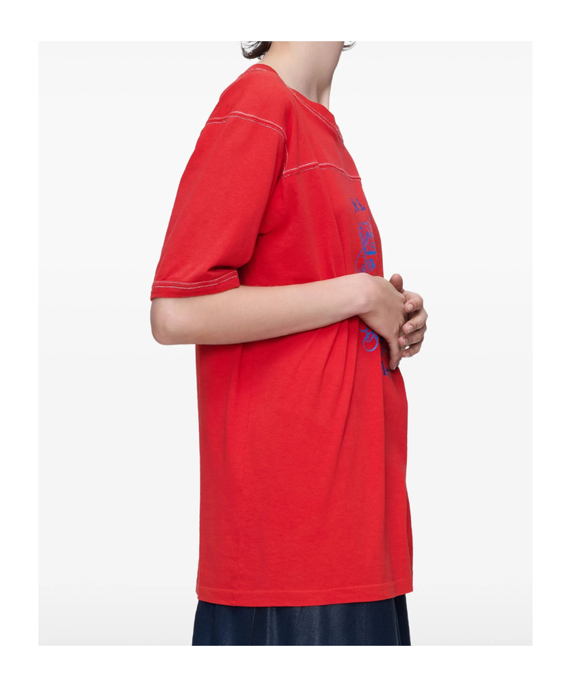 Maison Margiela Graphic-print Crew-neck T-shirt In Red
