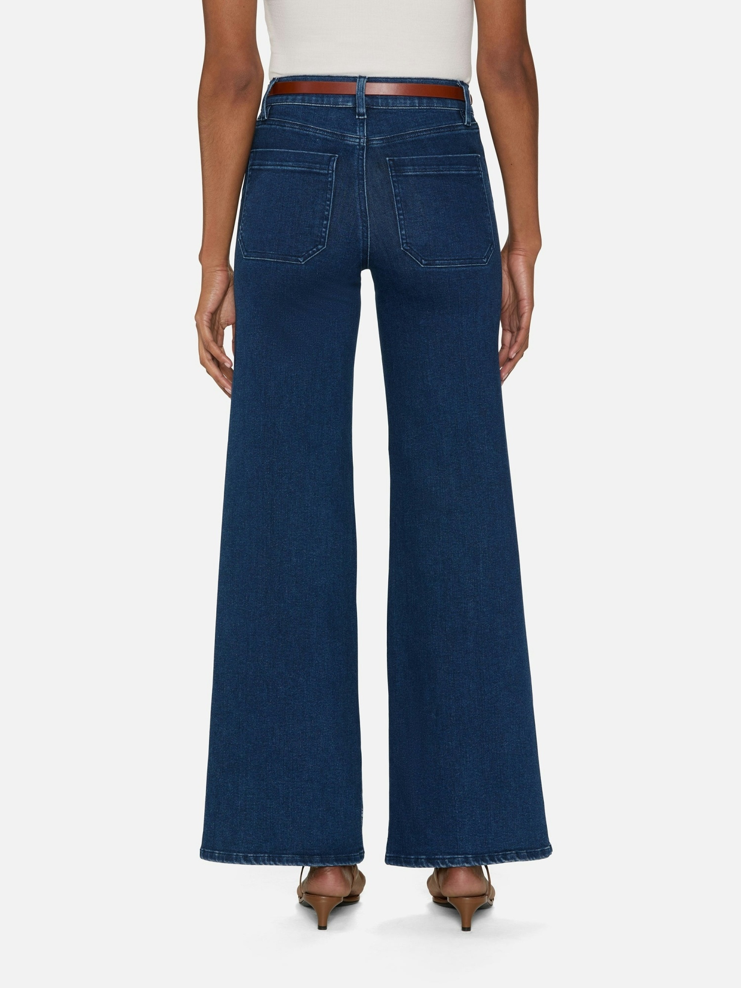Frame Le Slim Palazzo Modernist Pocket Jeans In Blue