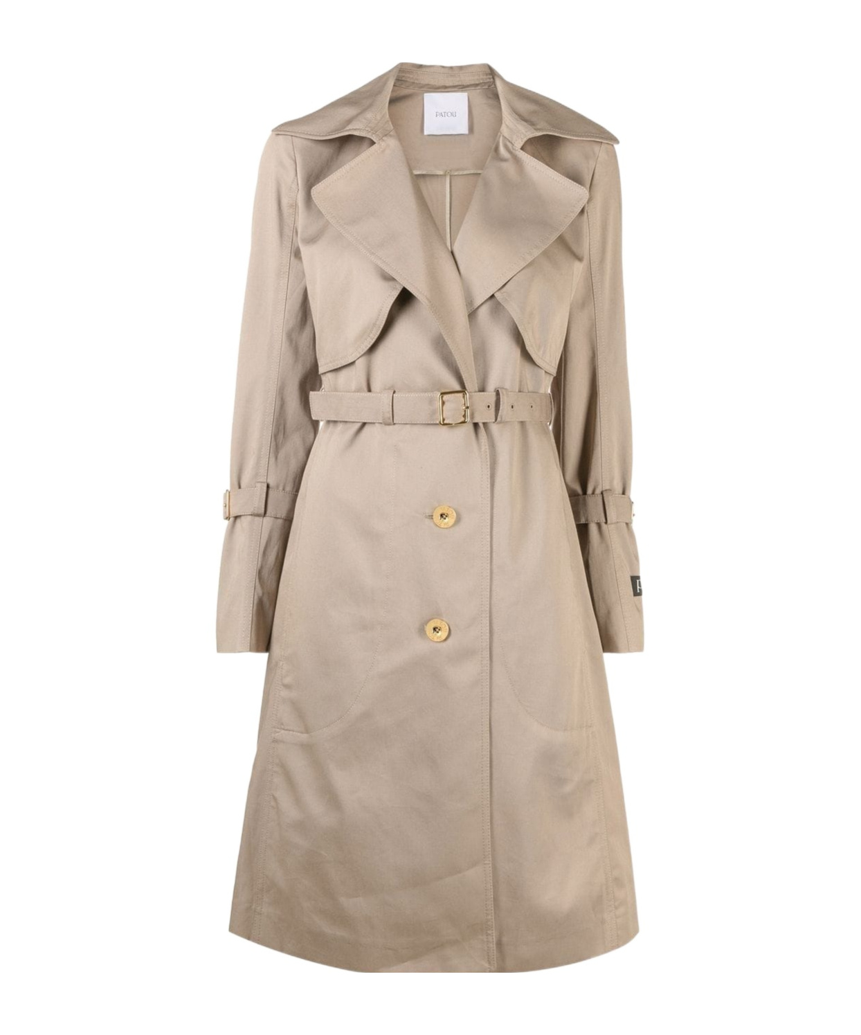 Patou Trench Coat Featuring Notched Lapels In Brown