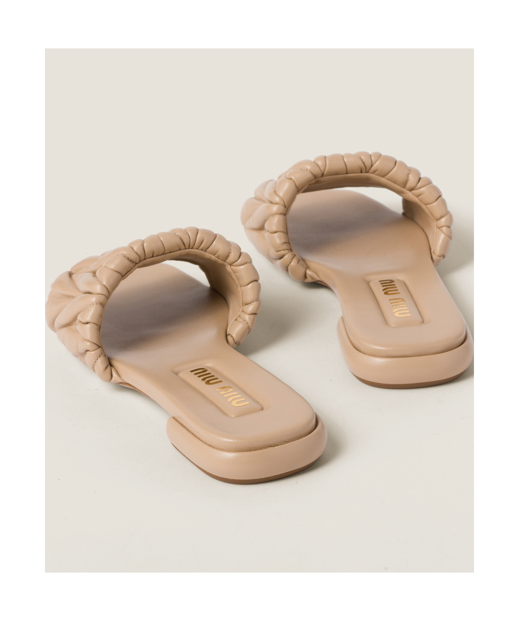 MIU MIU MATELASSÉ NAPPA LEATHER SLIDES