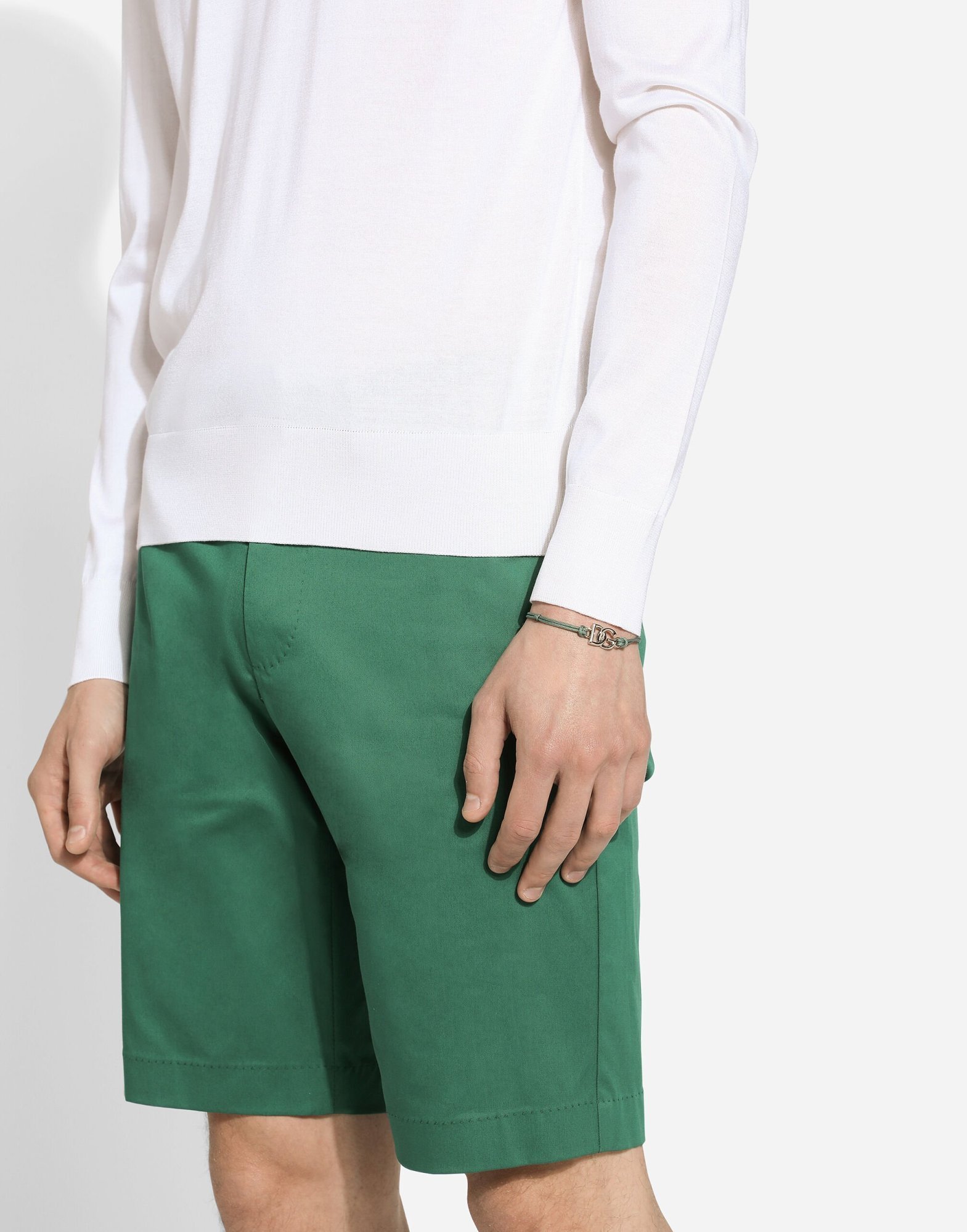 Dolce & Gabbana Dg Logo Charm Cord Bracelet In Green