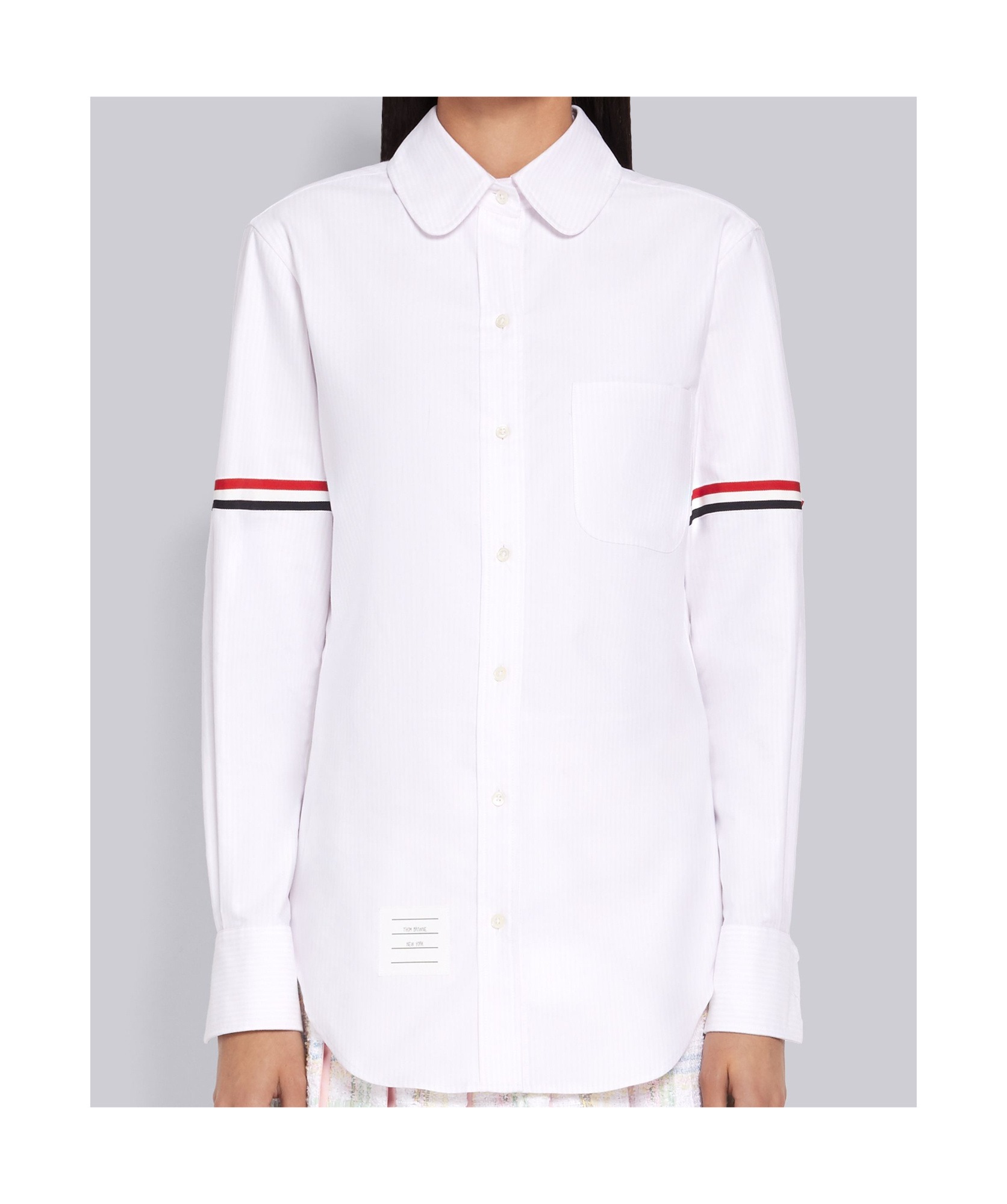 Thom Browne Grosgrain Armband Oxford Shirt In White