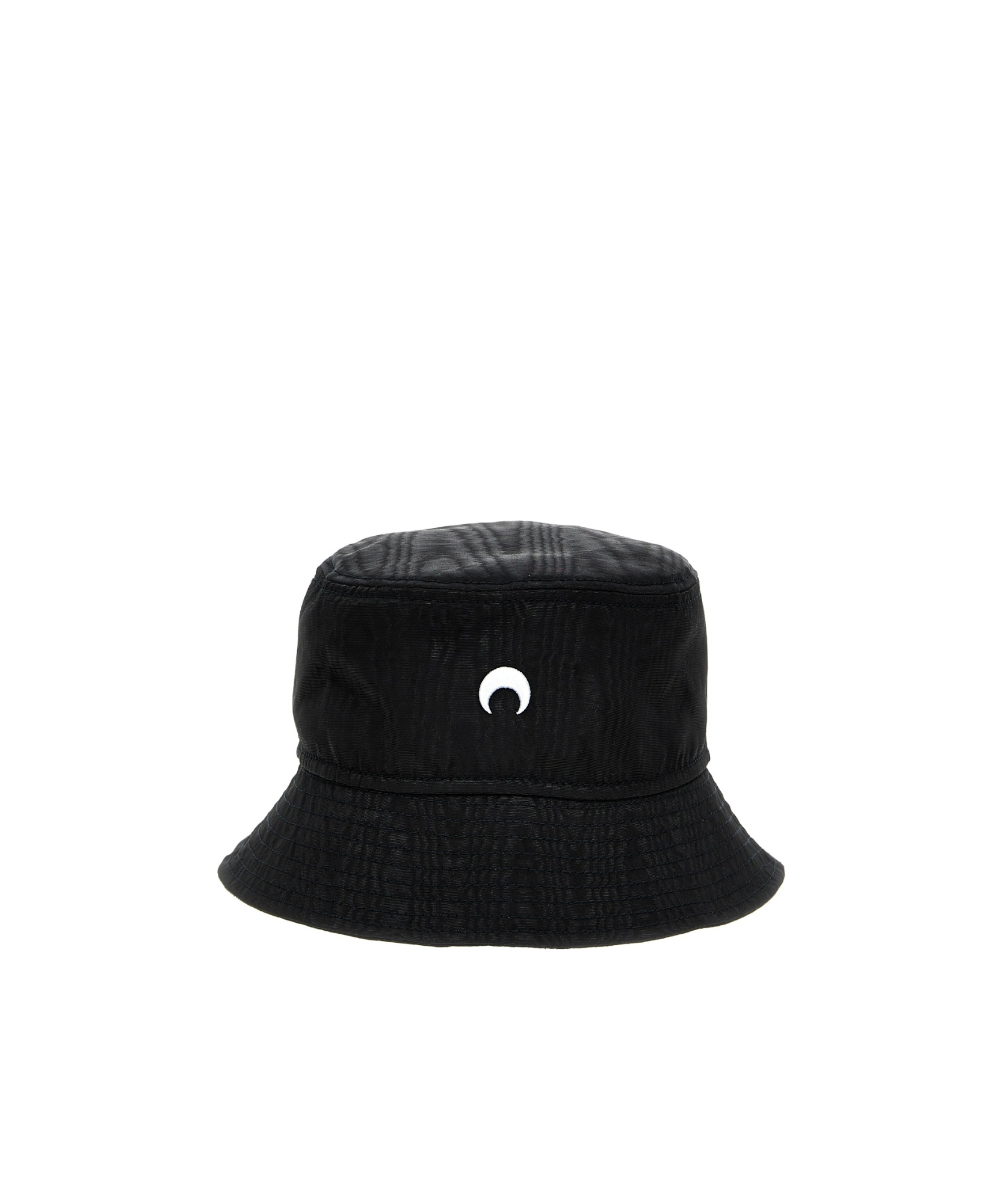 Marine Serre Logo-embroidered Cotton Bucket Hat In Black