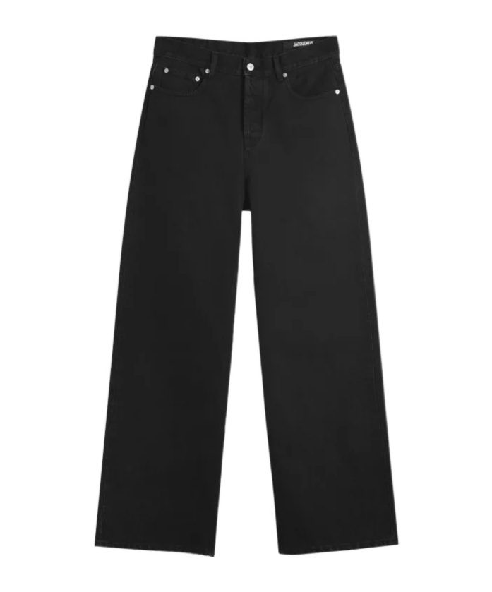 Jacquemus Straight Denim Pants Featuring Belt Loops In Black