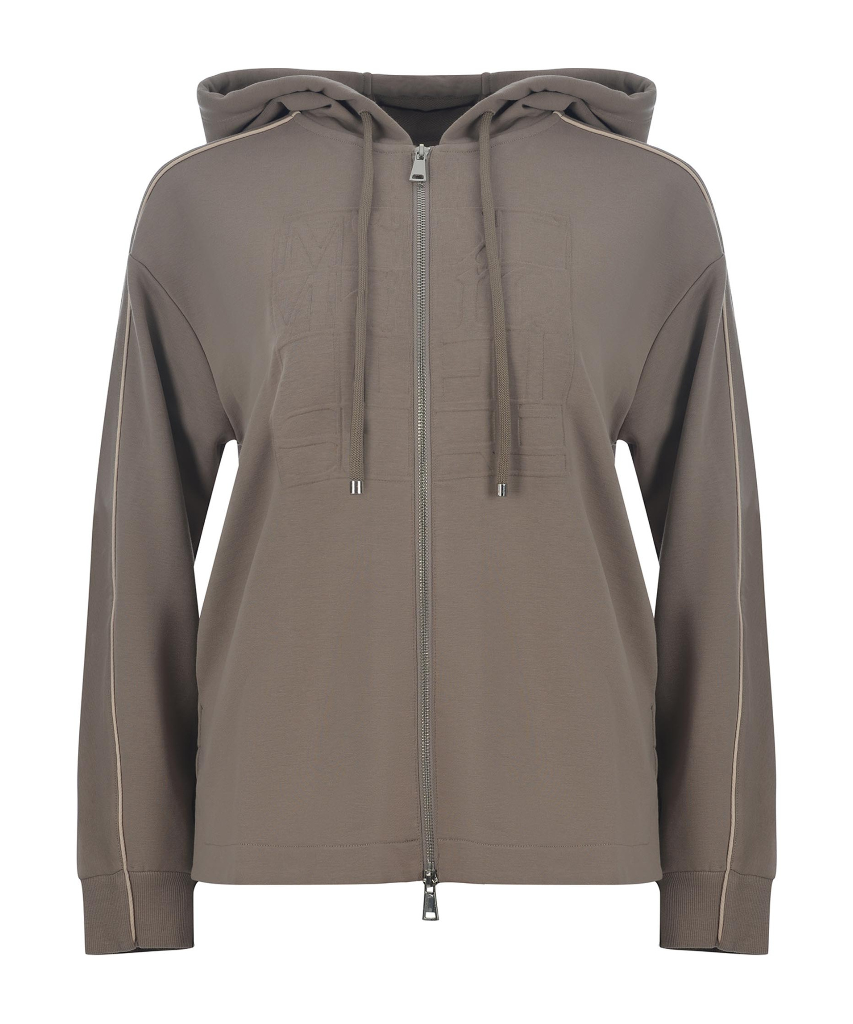 Max Mara Leisure Albore Zip-up Drawstring Hoodie In Gray