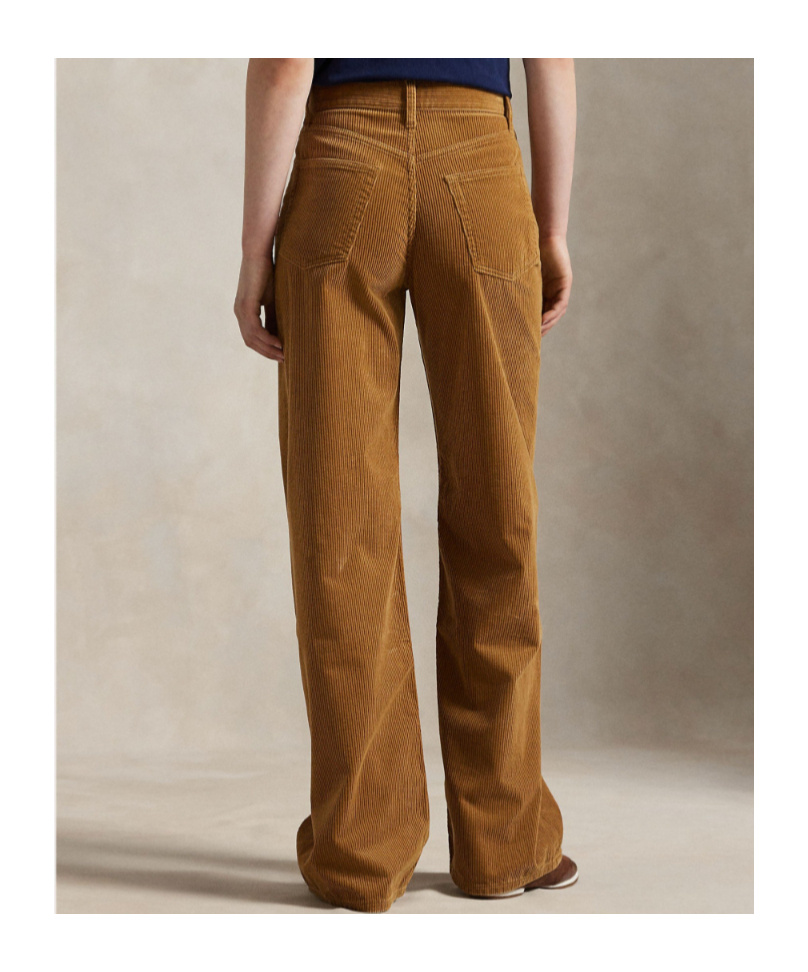 Polo Ralph Lauren Corduroy Wide-leg Cropped Trousers In Brown