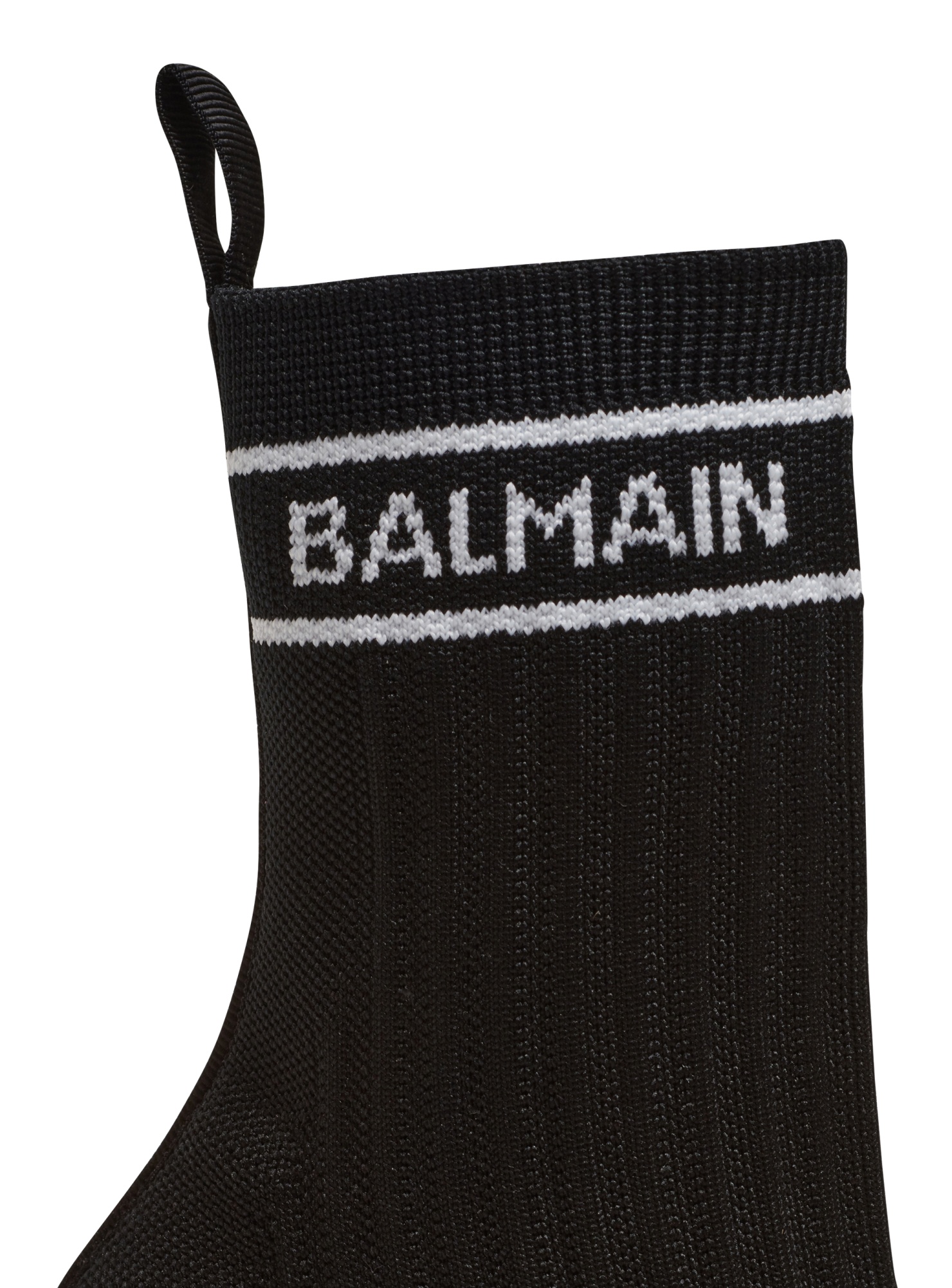 Balmain Skye Rib Pointed Short Boots In Black