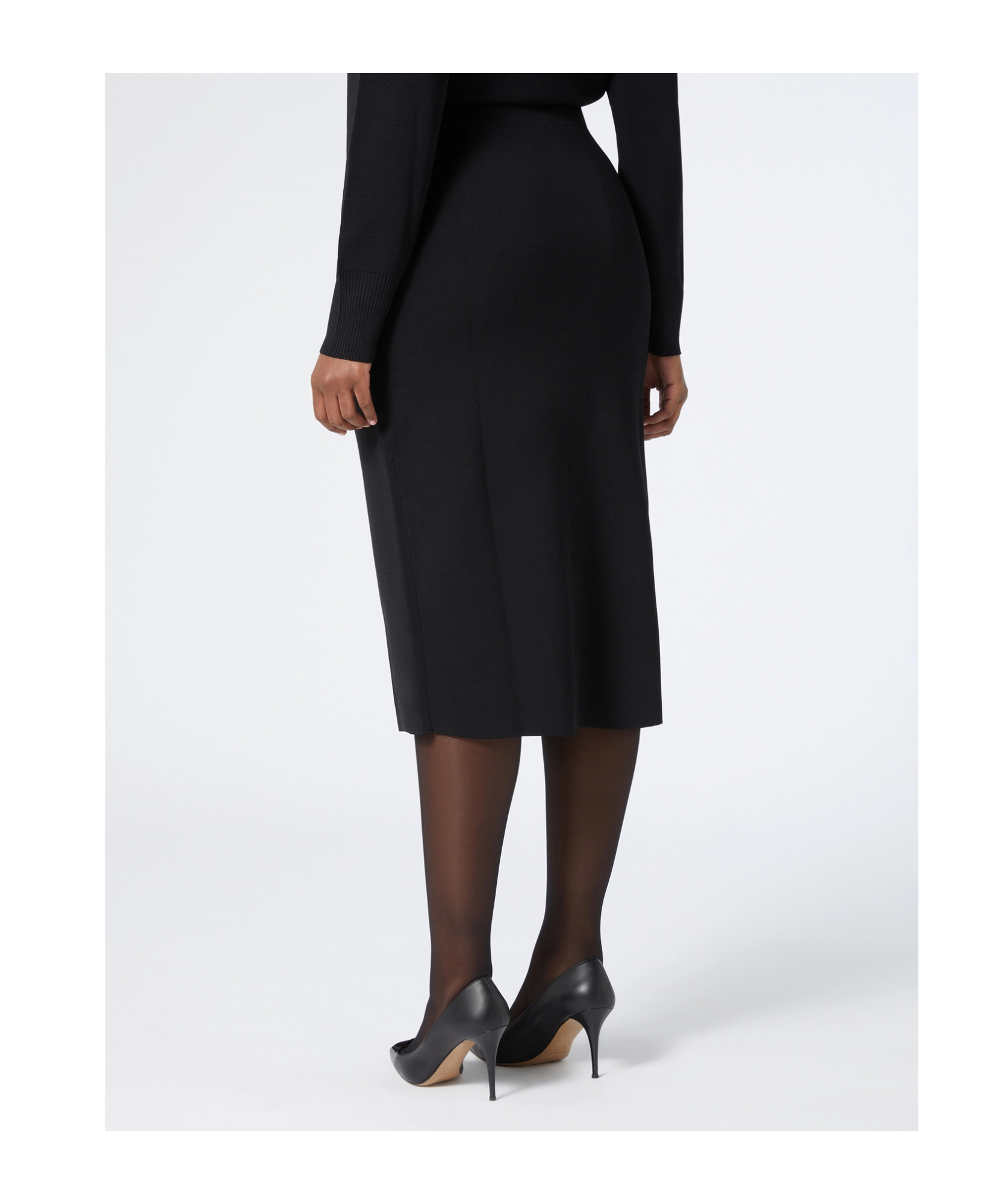 Shop Marina Rinaldi Knitted Pencil Skirt In Black