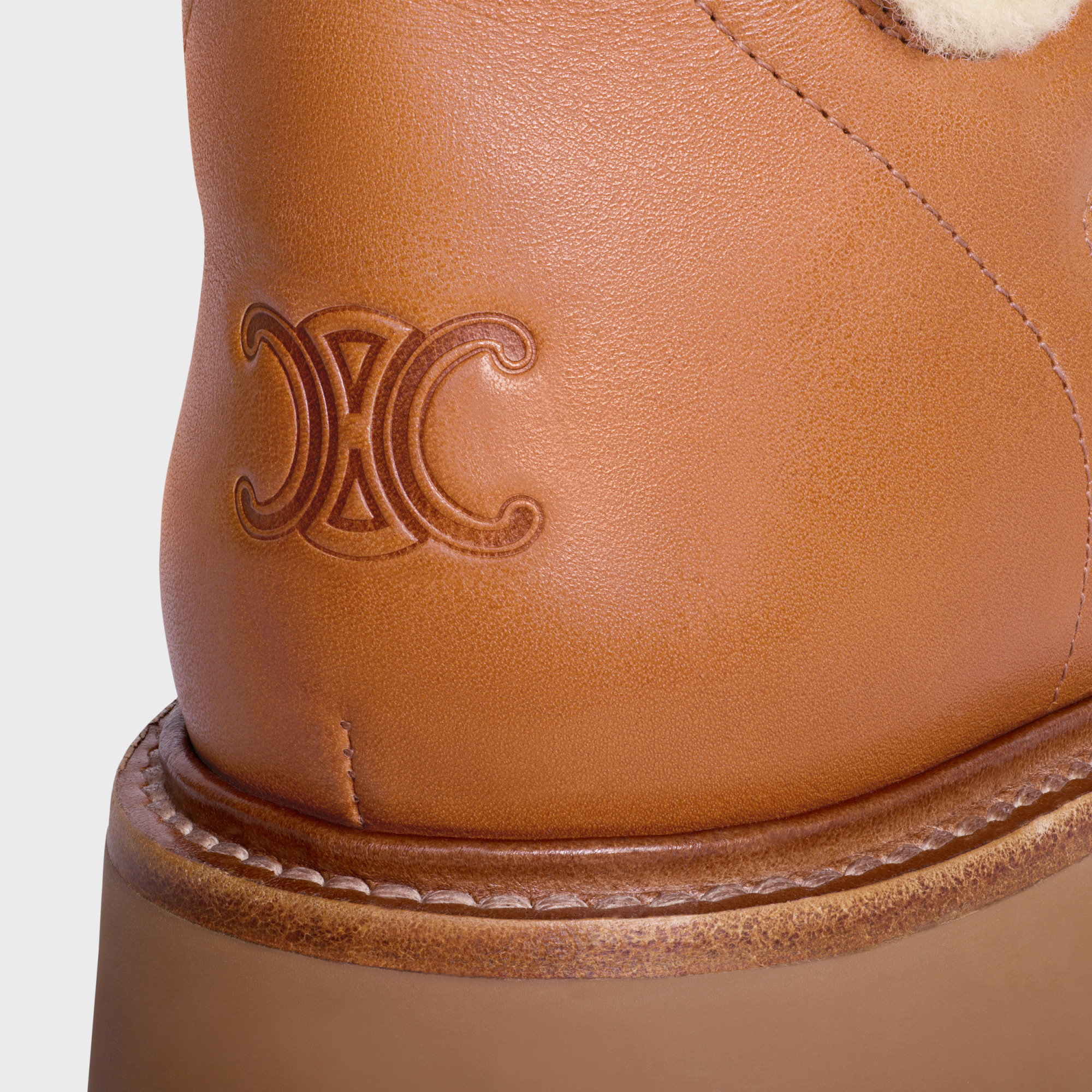 Celine Wool And Calfskin Laced Boots In Brown