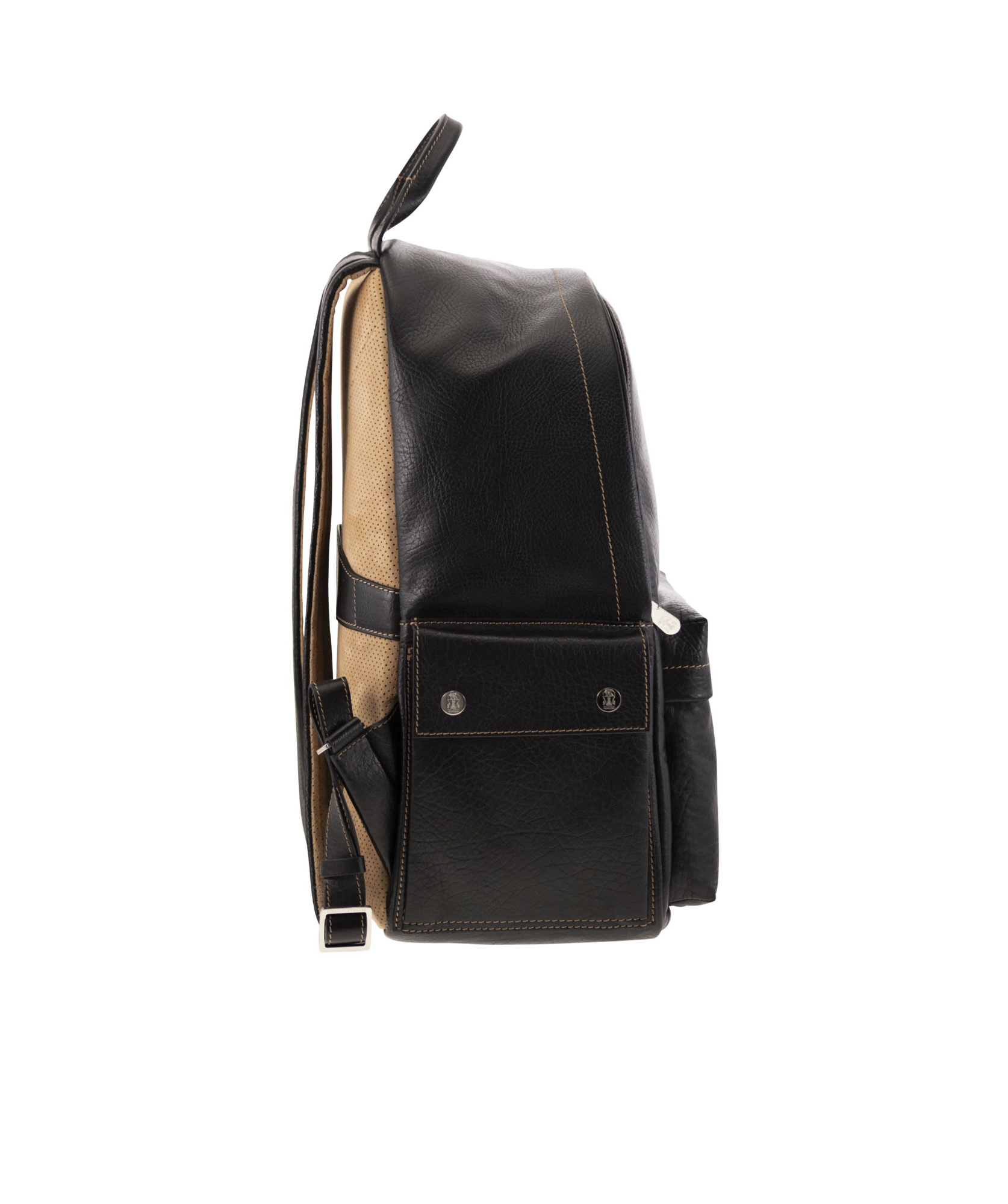 Brunello Cucinelli Calfskin Backpack With Grain In Black