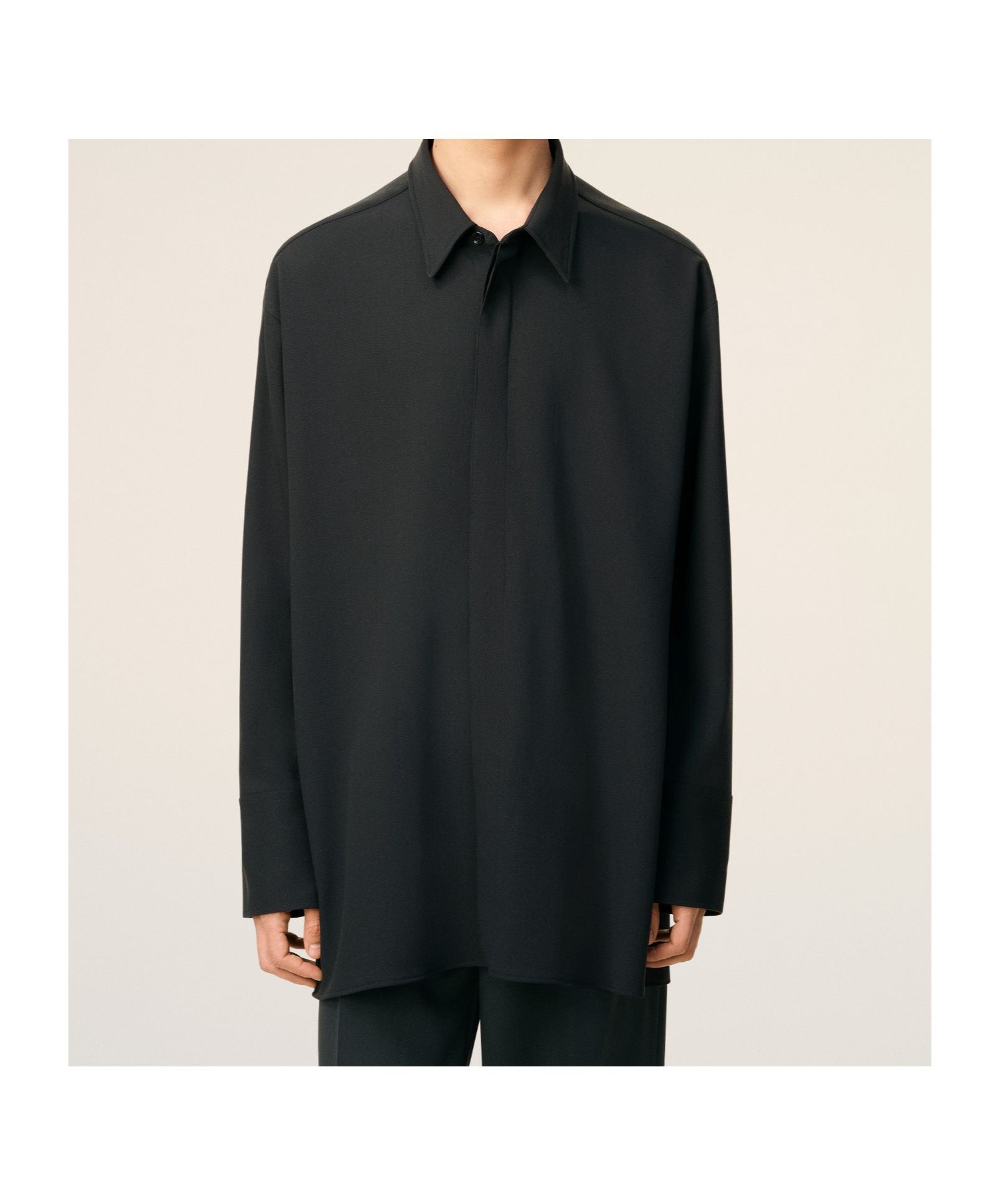Ami Alexandre Mattiussi Black Wool Long Oversized Shirt Grey In Black