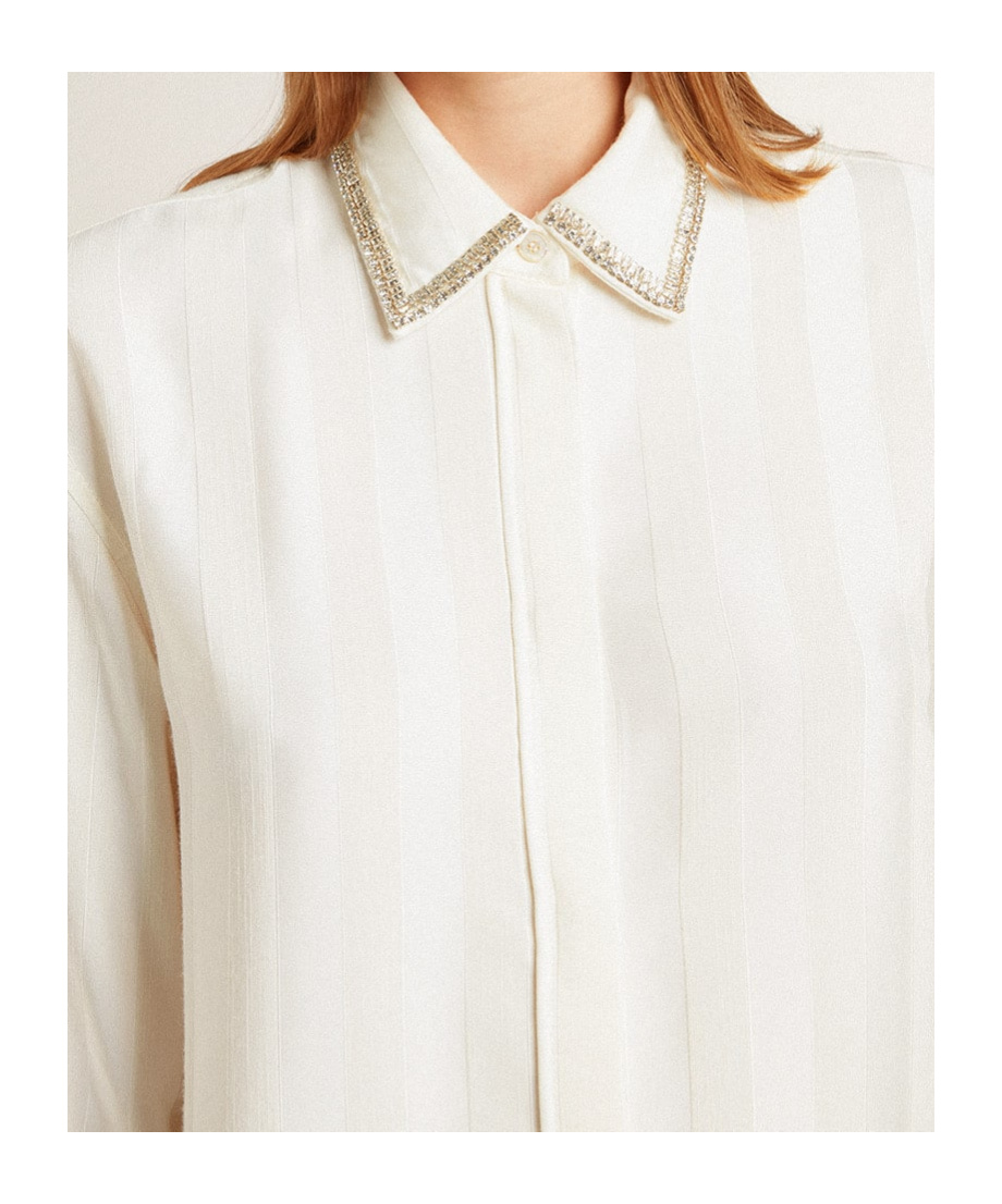 Golden Goose Vertical Stripe Long-sleeved Shirt In White