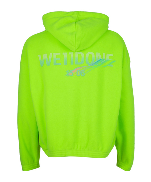 We11 Done Logo Hooded Sweater In Green