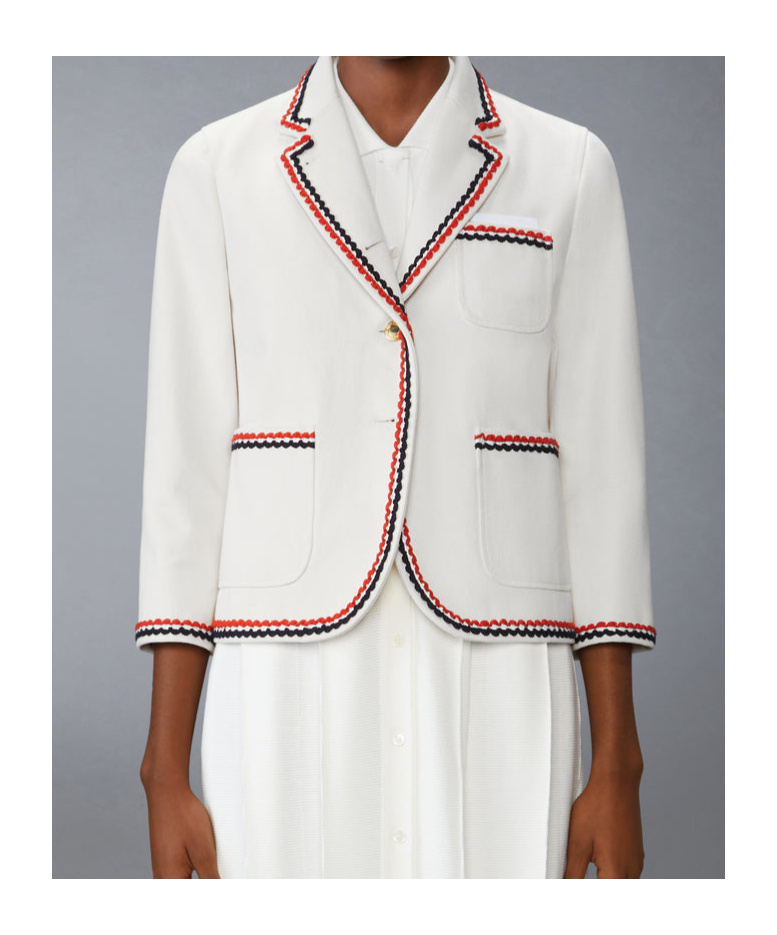 Thom Browne Cropped Sack Patch Sport Coat In White