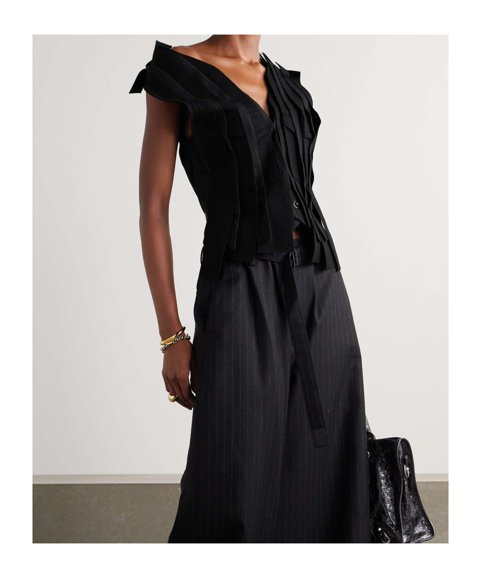 Sacai Patchwork Waistcoat In Black