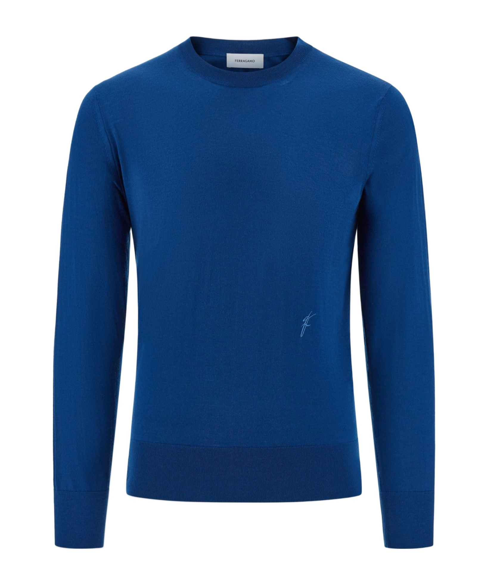 Ferragamo Logo-embroidered Jumper In Blue