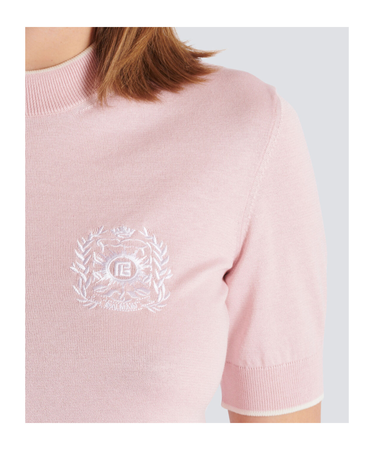 Balmain Silk-cotton Embroidered Knit Top