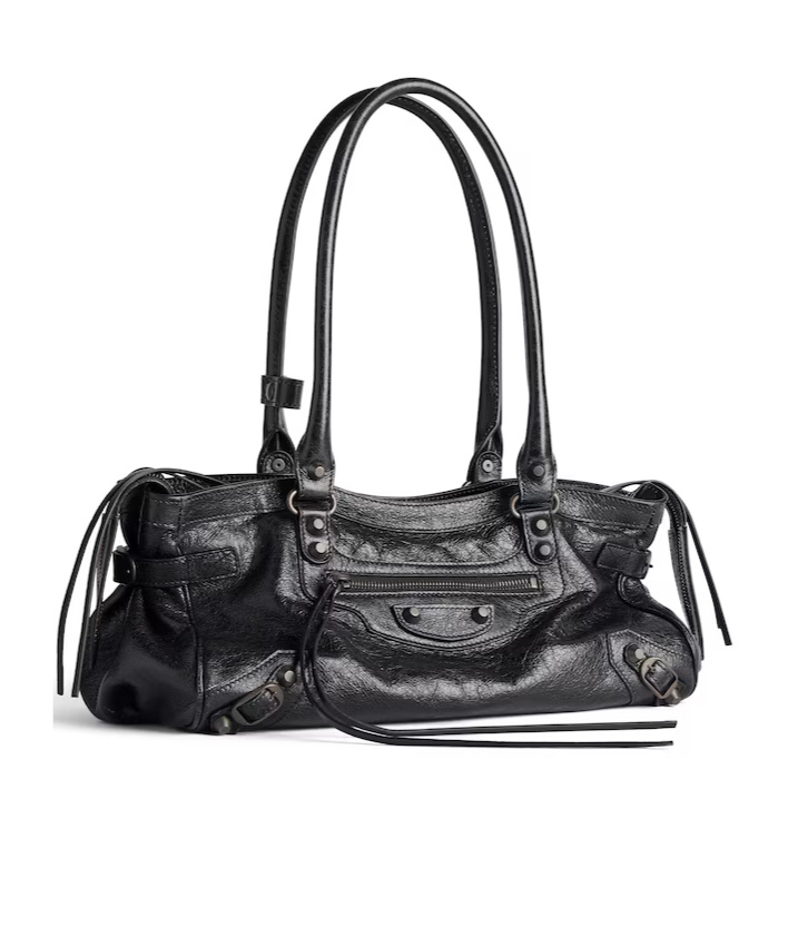 Balenciaga Le City East West Leather Shoulder Bag In Black