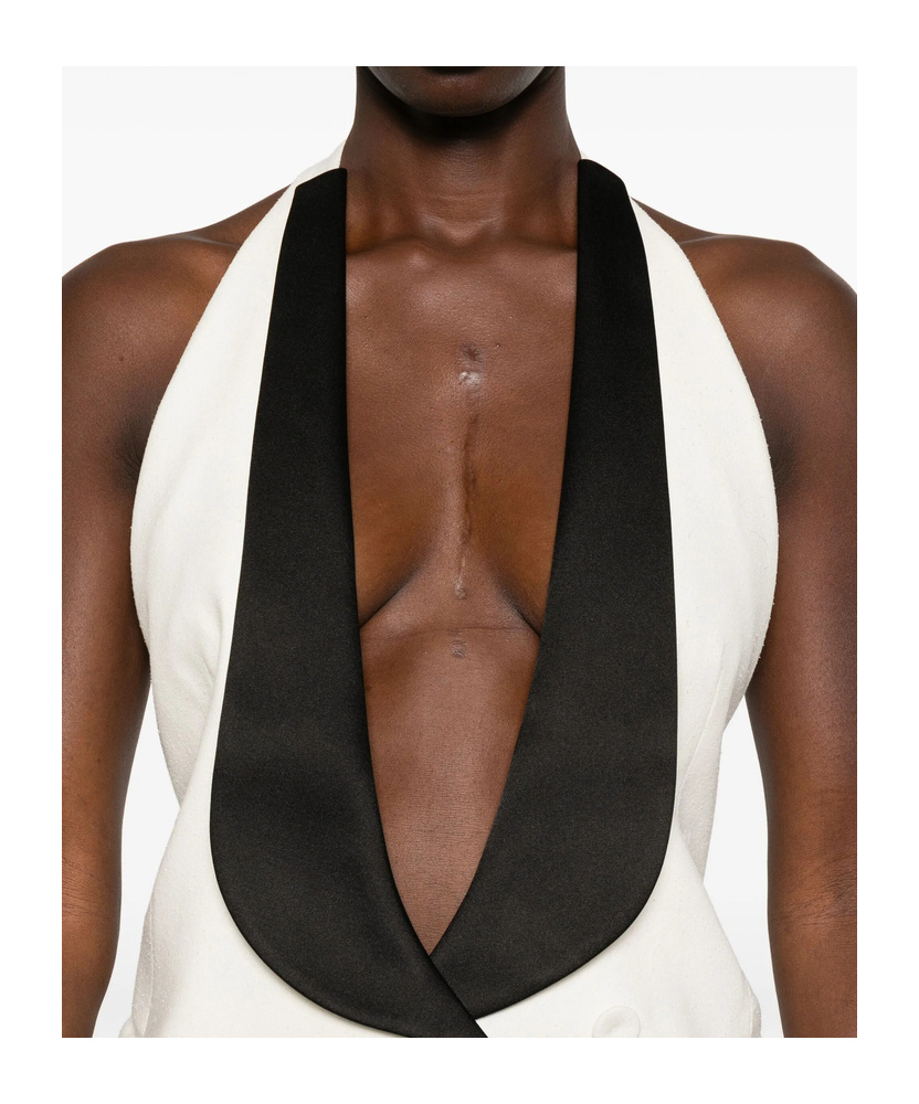 Christopher Esber V-neck Colorblock Vest In White