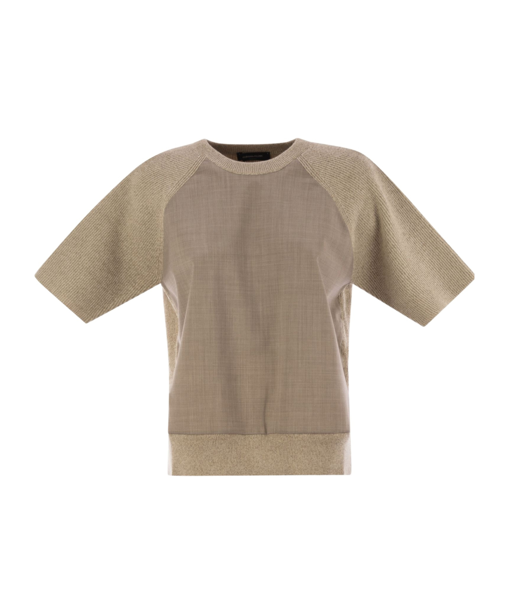 Fabiana Filippi Platinum And Lurex Short-sleeved Jersey In Brown