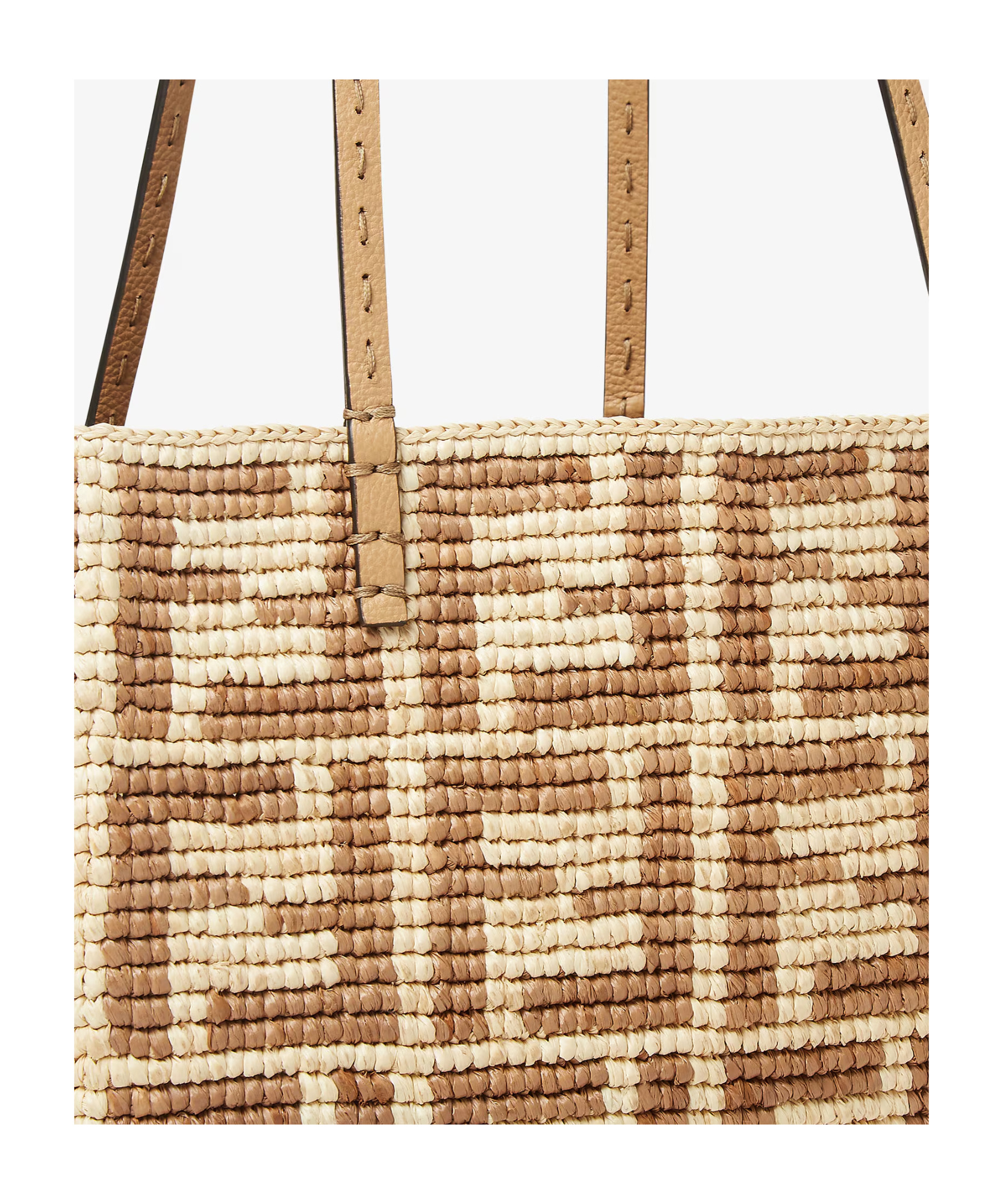 Shop Fendi Beige Ff Raffia Crochet Shopper