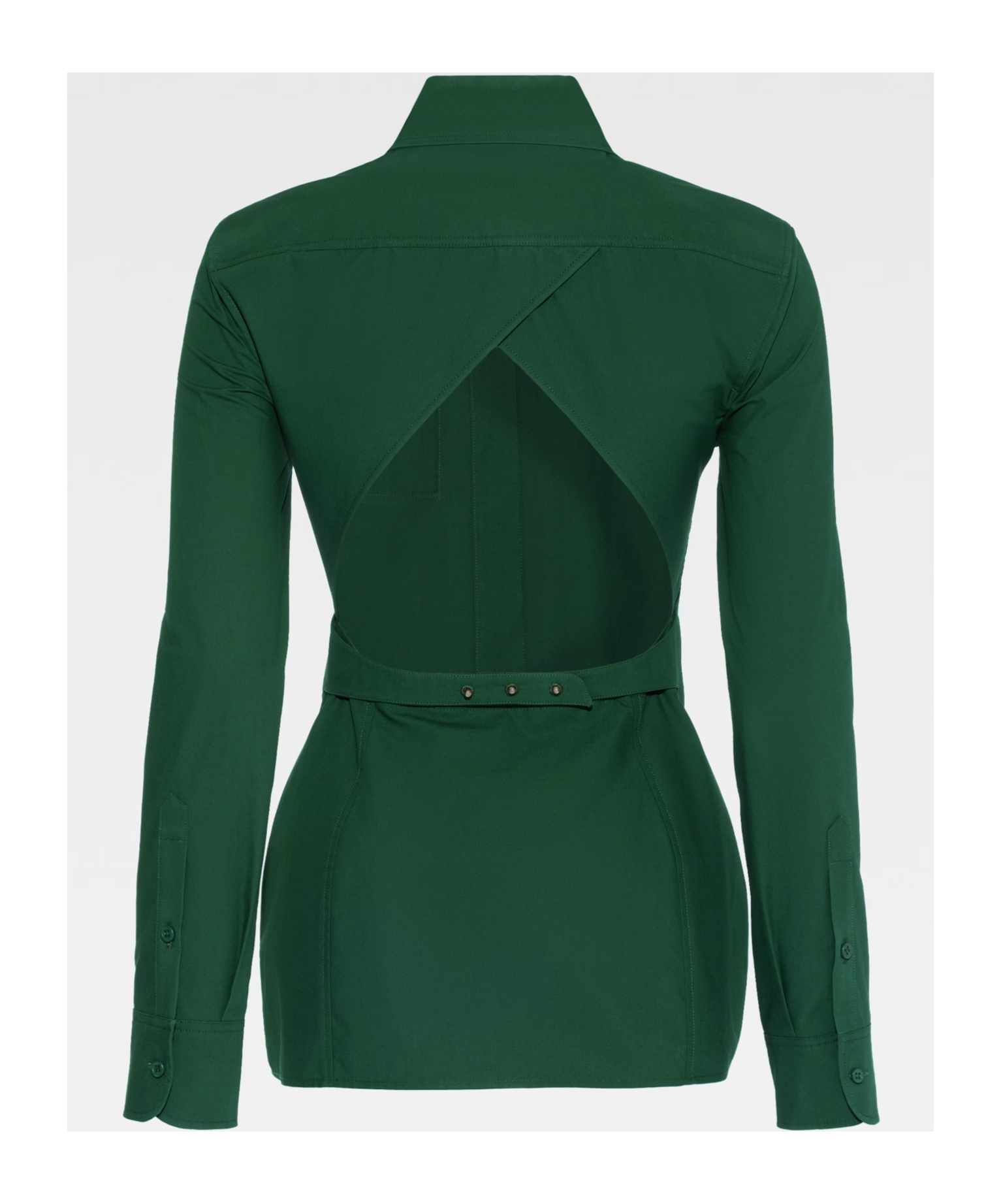 Jacquemus A Shirt With A Pointed Collar And A Bare Back In Green