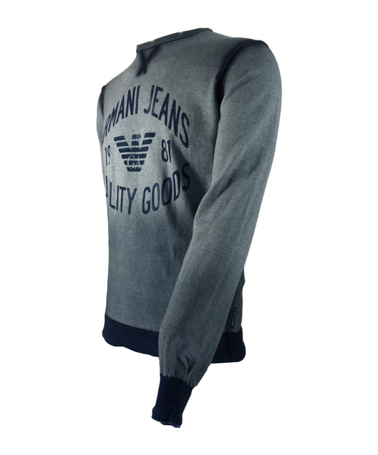 Armani Jeans Round-collar And Long-sleeved Sweater In Gray