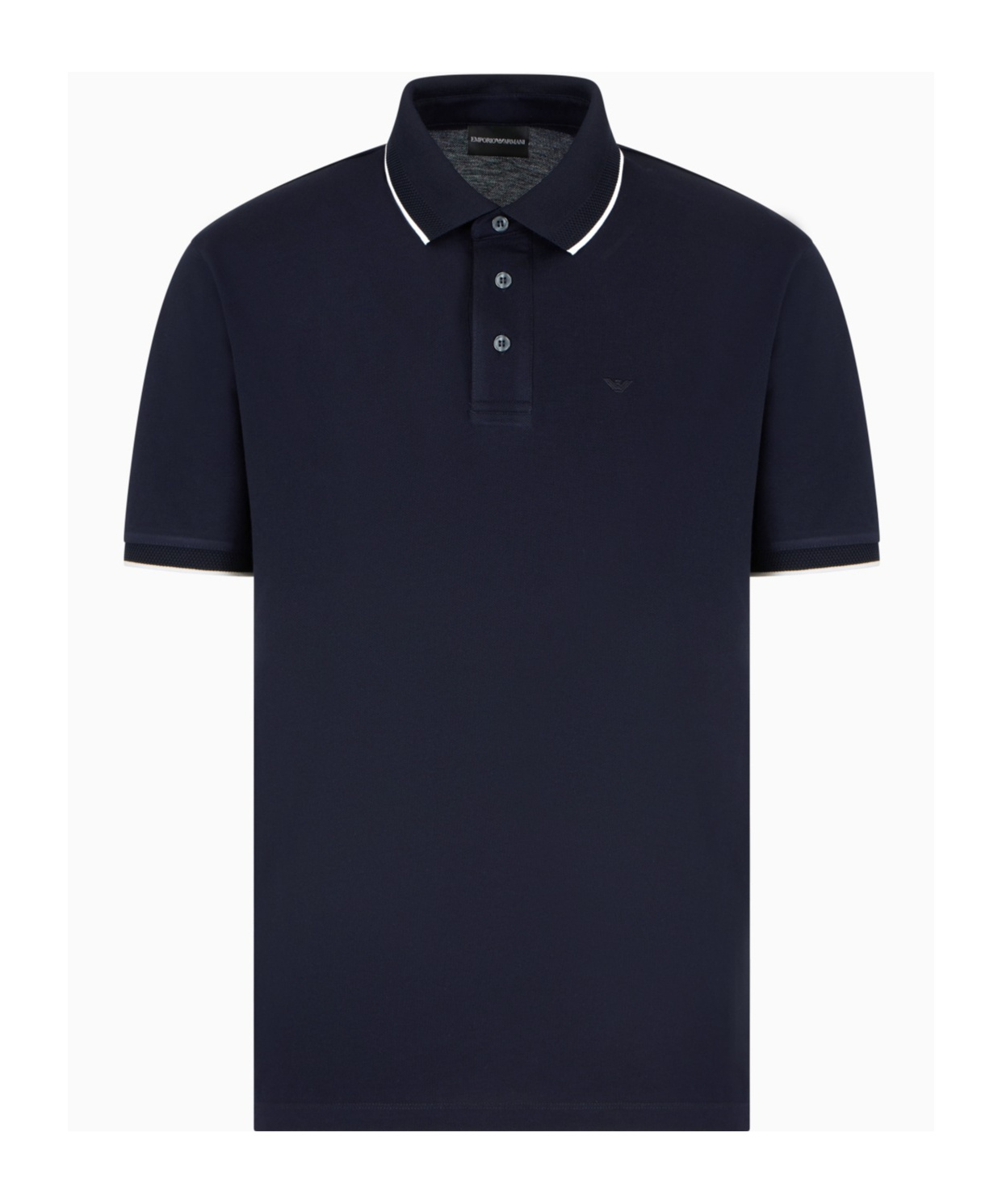 Emporio Armani Blue Stretch Piquet Polo In Black