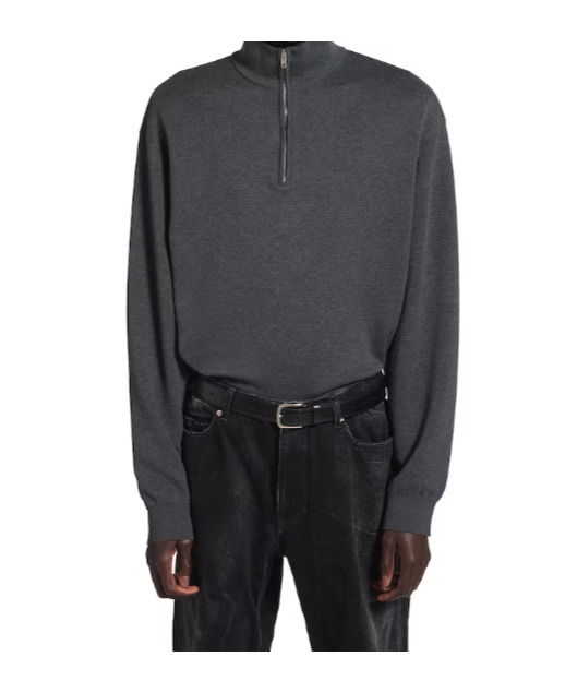 Balenciaga Men's Half-zip Sweater In Grey In Gray