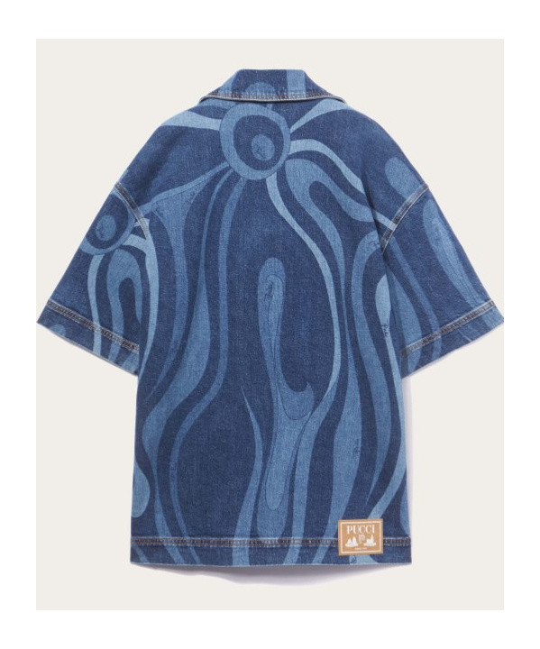 Pucci Swirl-print Short-sleeve Shirt In Blue
