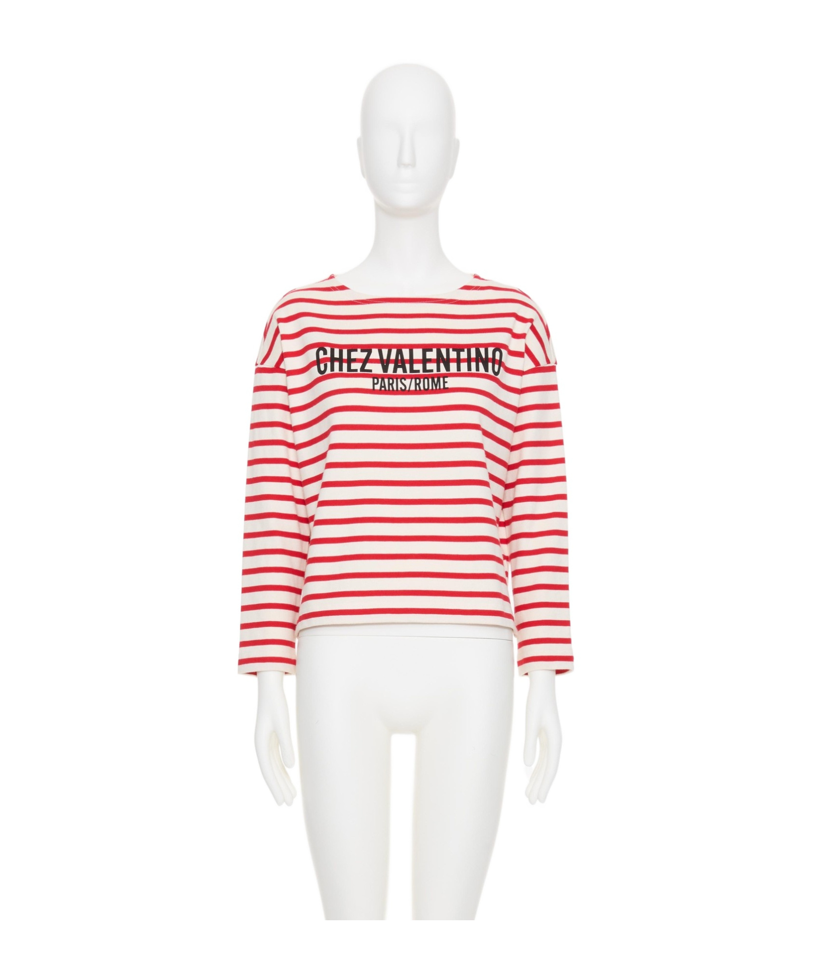 Valentino Womens Avorio Rosso Striped Brand-print Cotton-jersey T-shirt In White