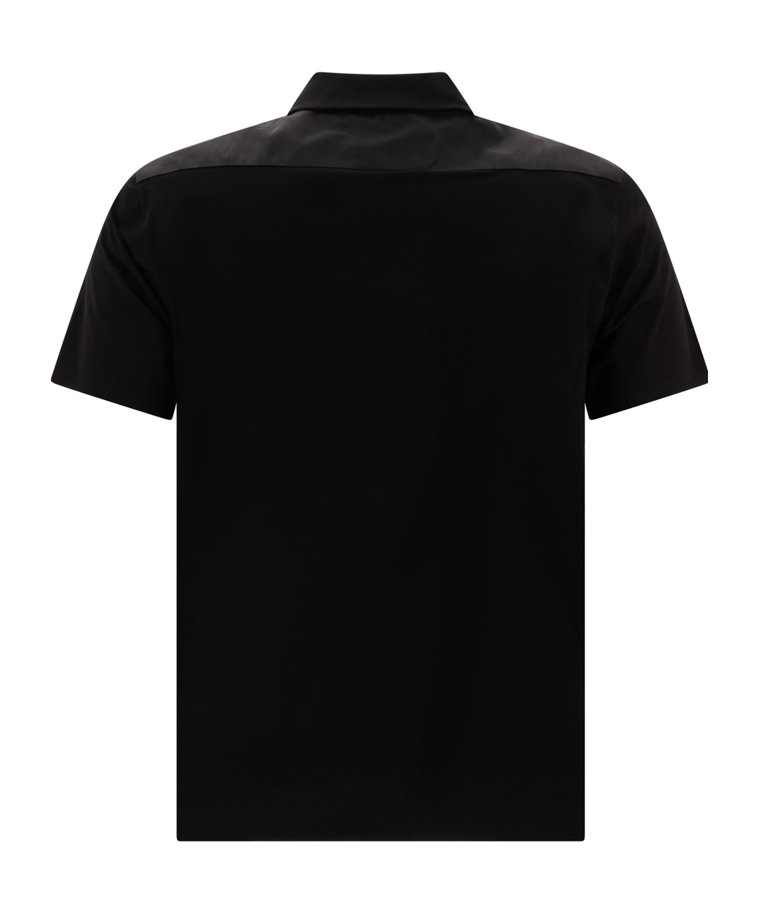 Prada Cotton Bi-material Polo Shirt In Black