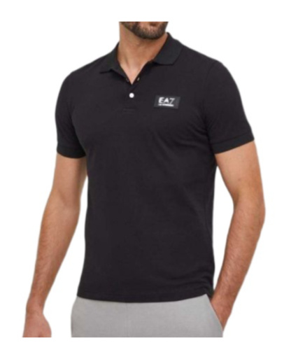 Ea7 Tennis Pro Two-tone Polo Shirt In Ventus7 Technical Fabric In Black